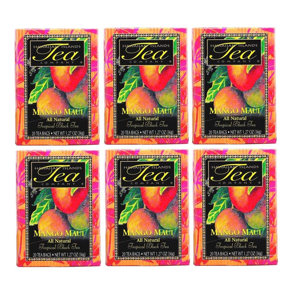 Hawaiian Islands Tea Company Mango Maui Black Tea, All Natural - 20 Teabags (1 Box)