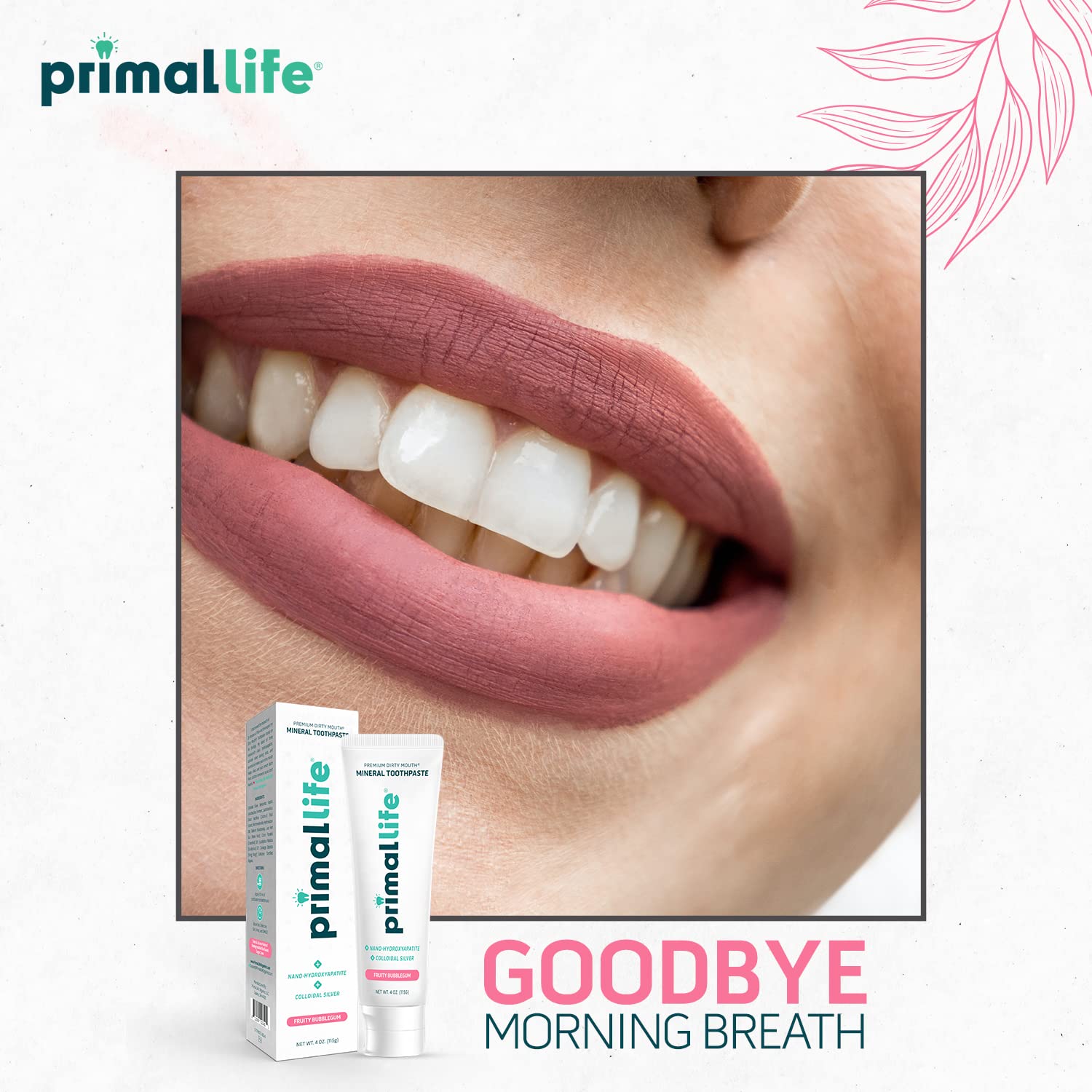 Primal Life Organics Premium Dirty Mouth Mineral Toothpaste - Nano-Hydroxyapatite, Colloidal Silver, Charcoal - Organic, All Natural Whitening Formula (Spearmint Flavor, 4 Oz)