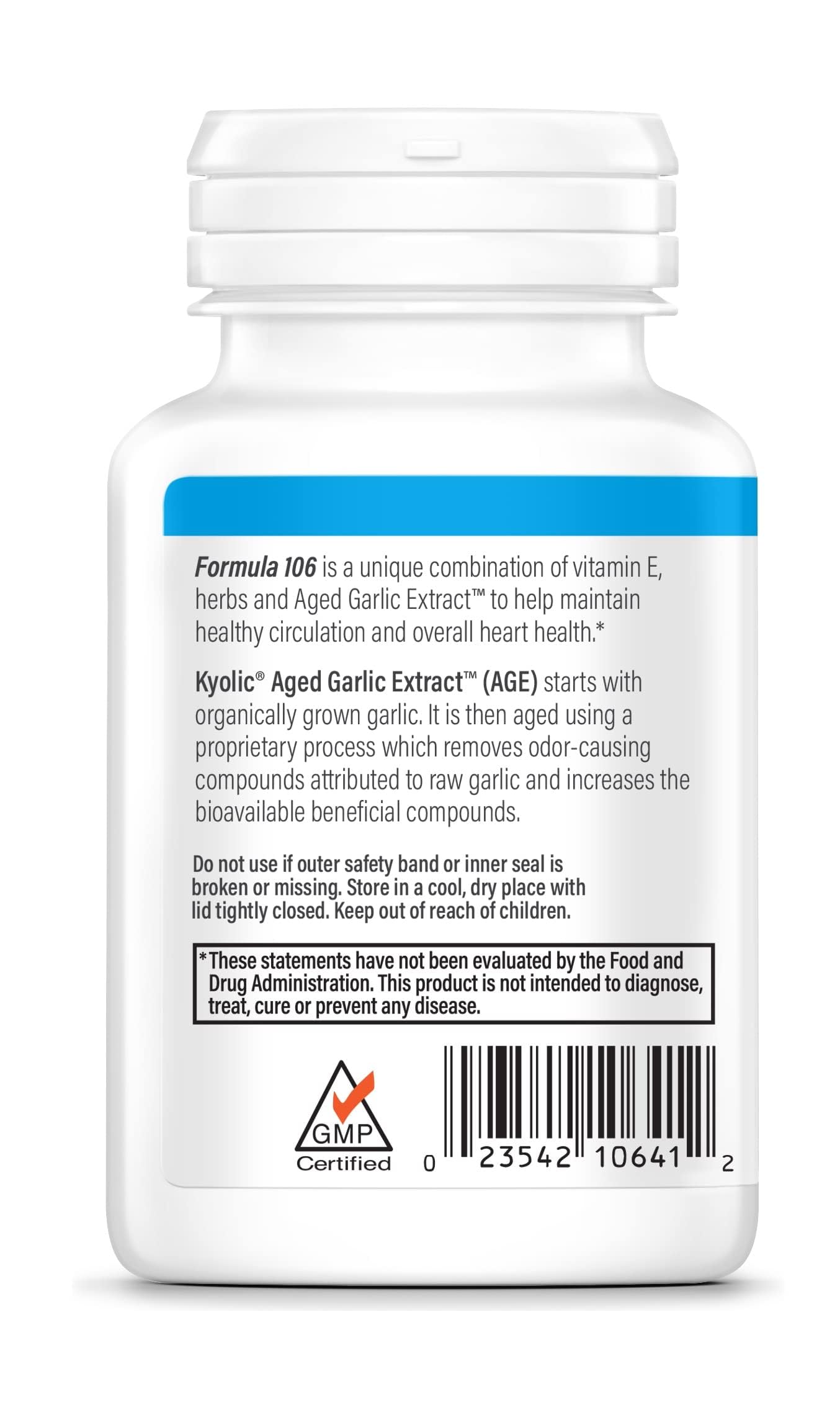 Kyolic Aged Garlic Extract Formula 106, Circulation Health, 300 Capsules (Packaging May Vary)