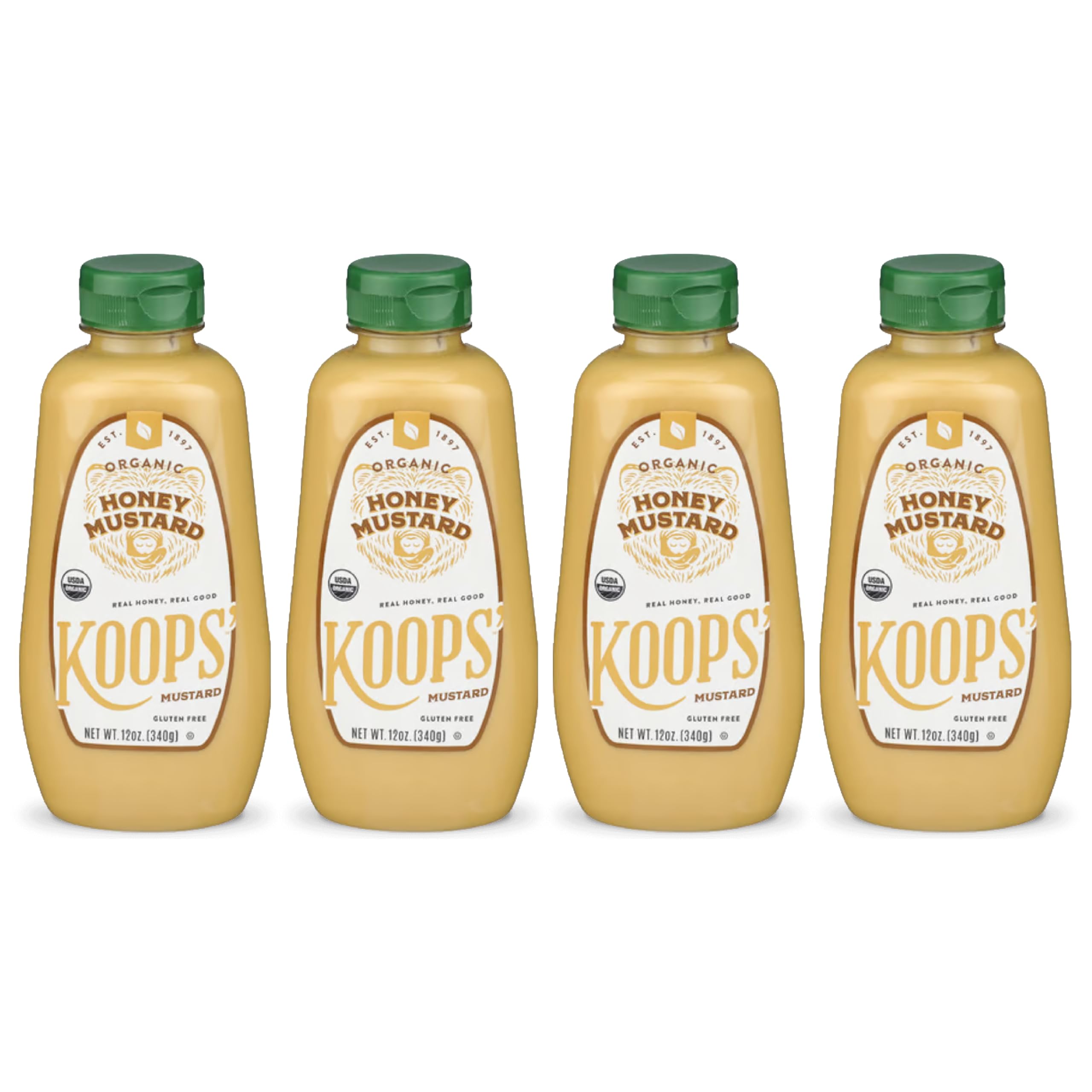 Koops' Organic Stone Ground Mustard – Old-Fashioned Mustard, Gluten-Free, Kosher, Non-GMO, USDA Certified Organic Mustard, Made in USA, From Quality Mustard Seeds – 12 Oz, Pack of 1