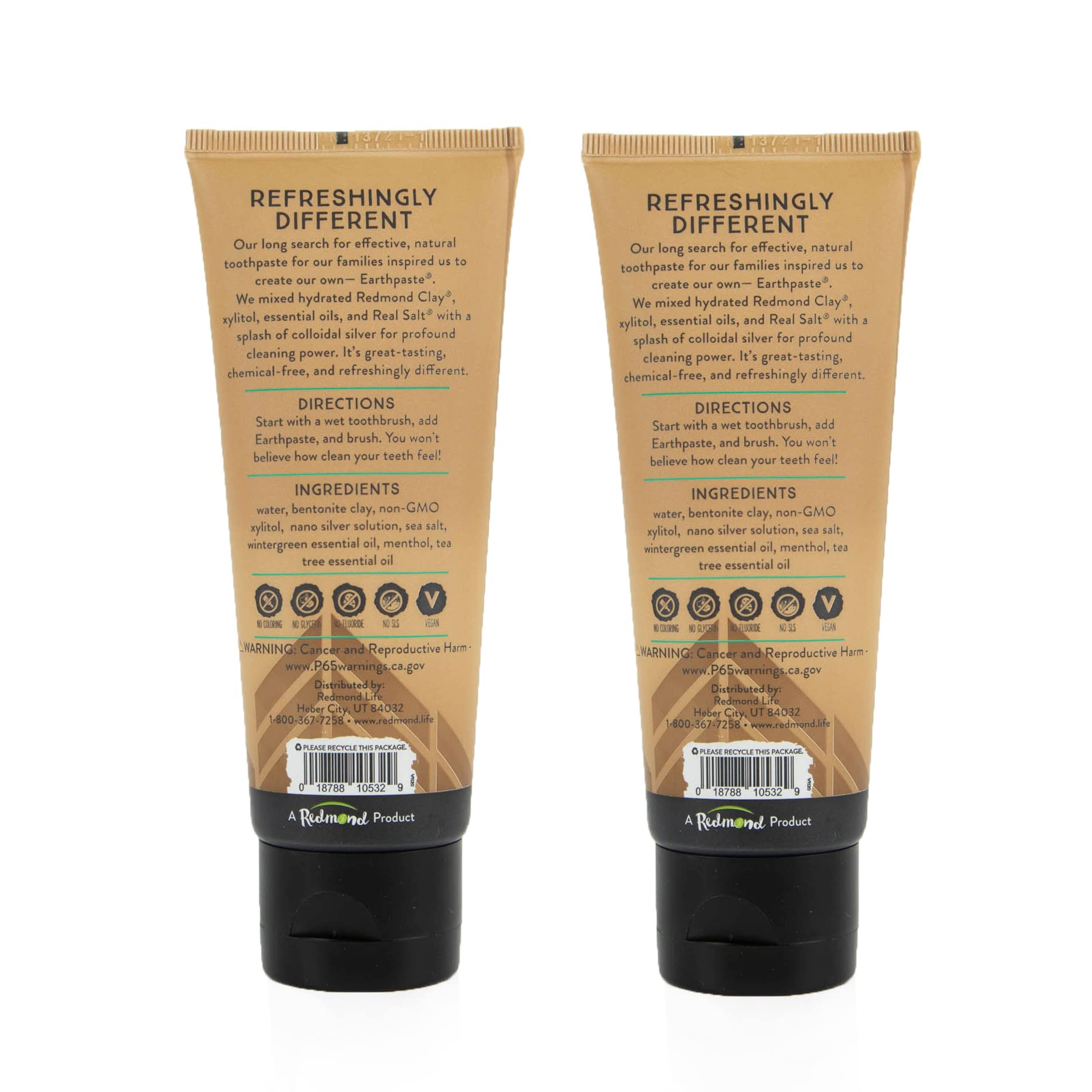 REDMOND - Earthpaste All Natural Non-Fluoride Vegan Non GMO Real Ingredients Toothpaste, Wintergreen 4 Ounce Tube (Pack of 3) (Packaging May Vary)