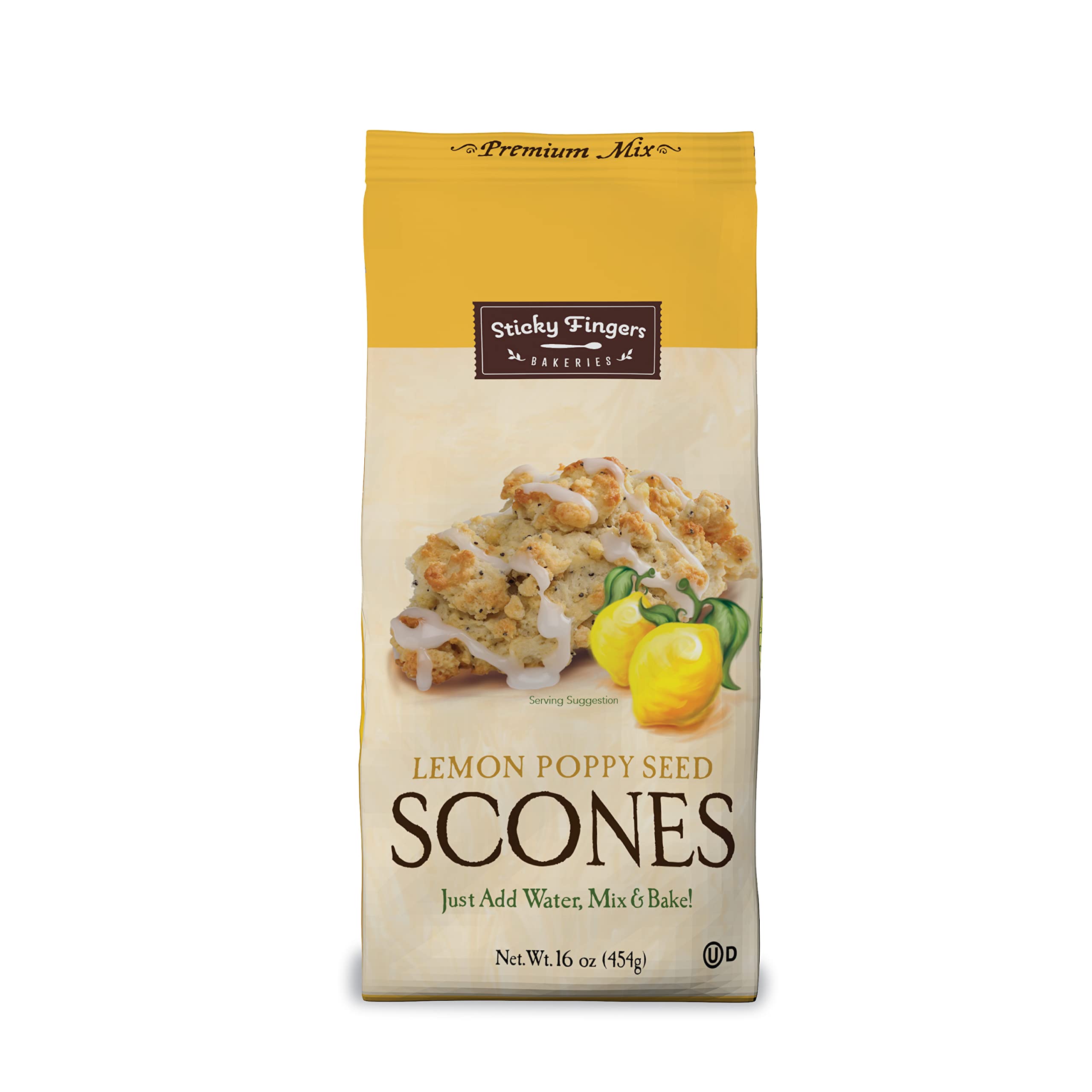 English Scone Mix, Lemon Poppyseed by Sticky Fingers Bakeries – Easy to Make English Scones Fresh Baked, Makes 12 Scones (2 pk)