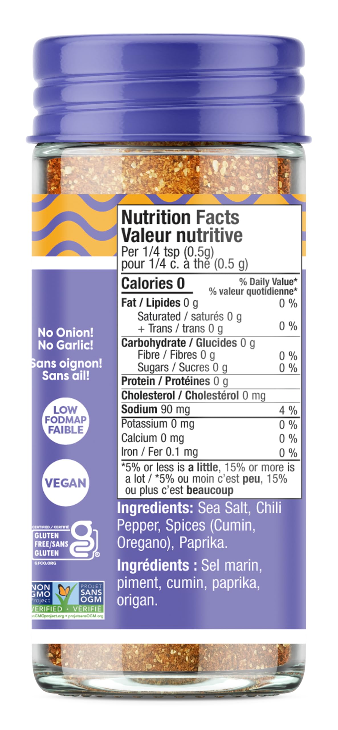 Fody Foods Taco Seasoning, 2.6 Oz, Garlic and Onion Free, Low FODMAP Certified, Gut & IBS Friendly, Vegan, Non-GMO, Gluten Free, Keto Friendly