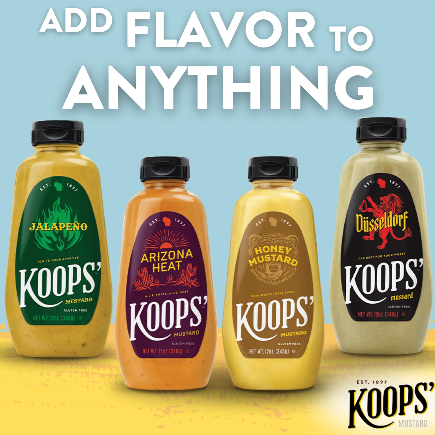 Koops' Organic Stone Ground Mustard – Old-Fashioned Mustard, Gluten-Free, Kosher, Non-GMO, USDA Certified Organic Mustard, Made in USA, From Quality Mustard Seeds – 12 Oz, Pack of 1