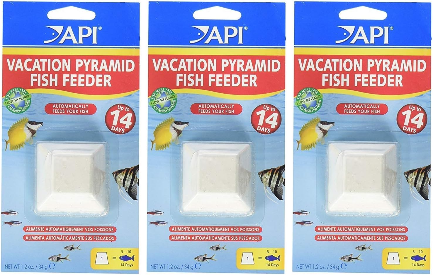API (3 Pack) 14-Day Pyramid Fish Feeders