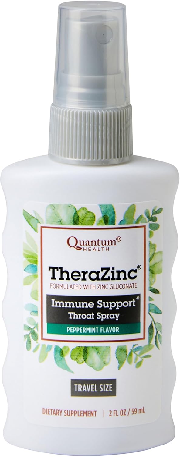 Quantum Health TheraZinc Oral Spray, Made with Zinc Gluconate for Immune Support and Throat Relief in a Soothing Spray, 2 Oz.