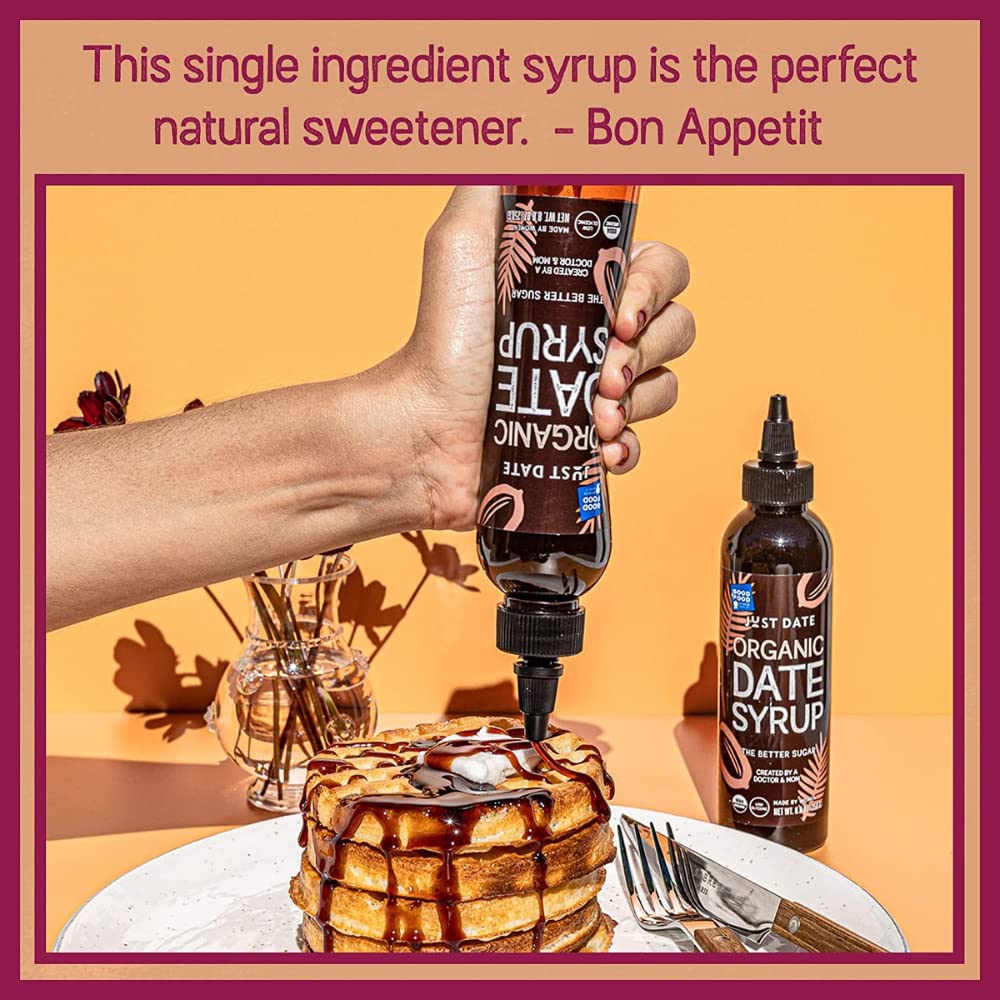 Just Date Syrup : Organic Date Sweetener | One 8.8 OZ Squeeze Bottle I Low-Glycemic, Vegan, Paleo | 1 Ingredient : 100% Organic Medjool Dates