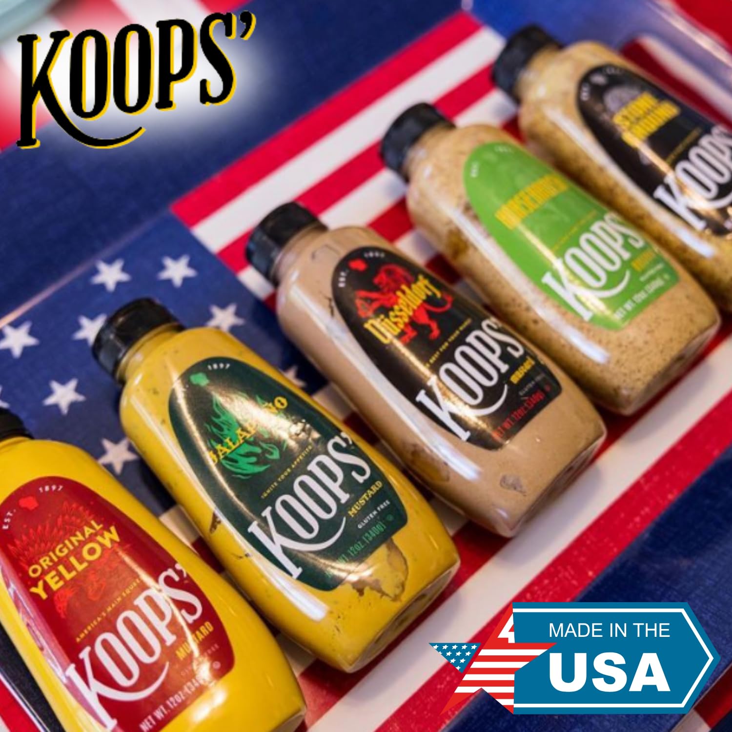 Koops' Organic Stone Ground Mustard – Old-Fashioned Mustard, Gluten-Free, Kosher, Non-GMO, USDA Certified Organic Mustard, Made in USA, From Quality Mustard Seeds – 12 Oz, Pack of 1