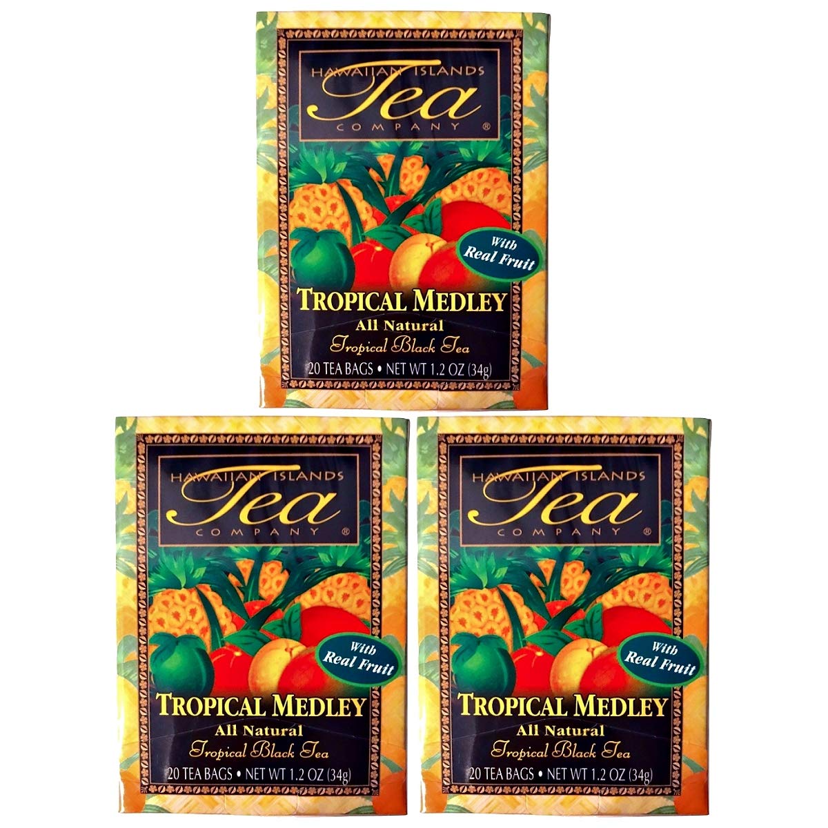 Hawaiian Islands Tea Company Mango Maui Black Tea, All Natural - 20 Teabags (1 Box)