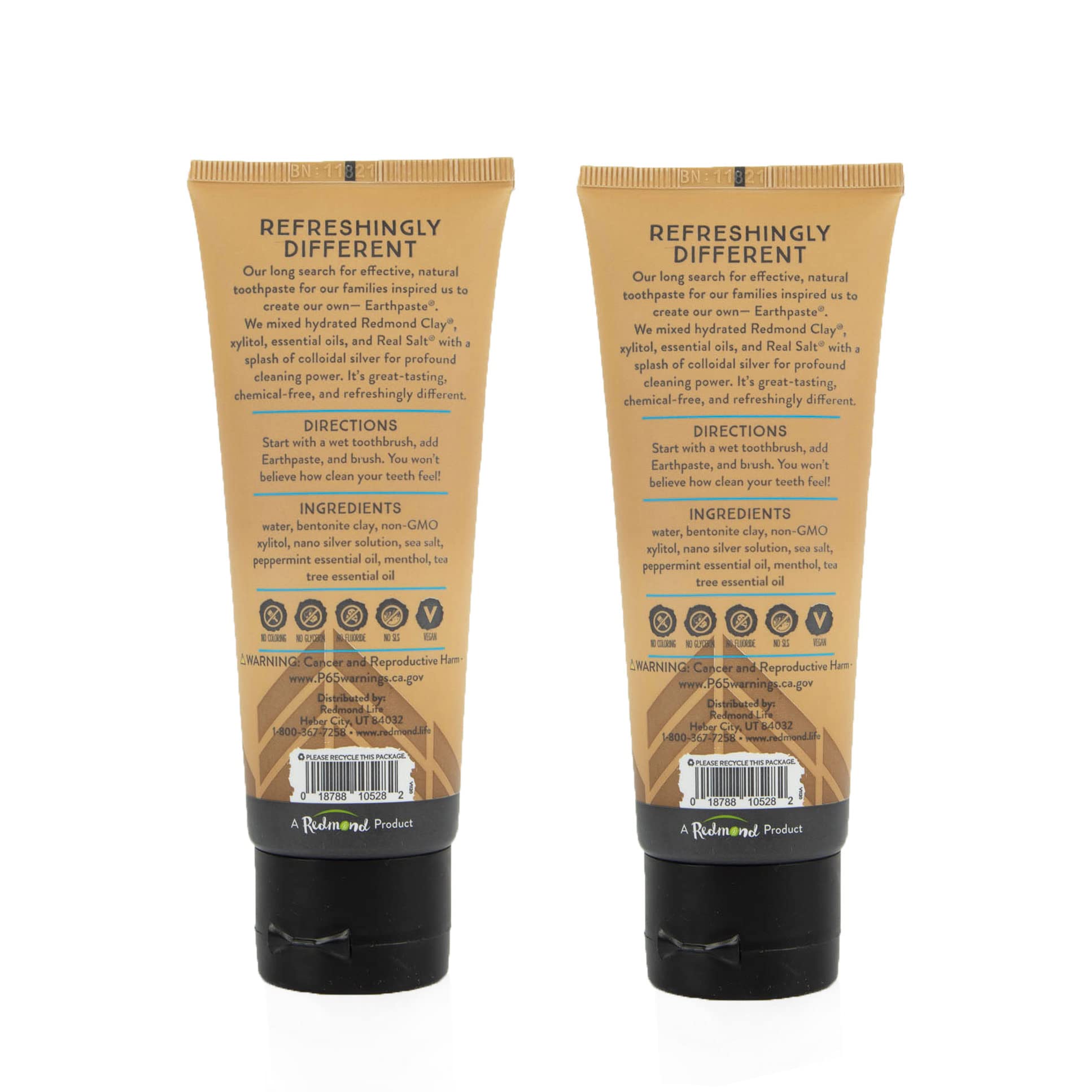 REDMOND - Earthpaste All Natural Non-Fluoride Vegan Non GMO Real Ingredients Toothpaste, Wintergreen 4 Ounce Tube (Pack of 3) (Packaging May Vary)