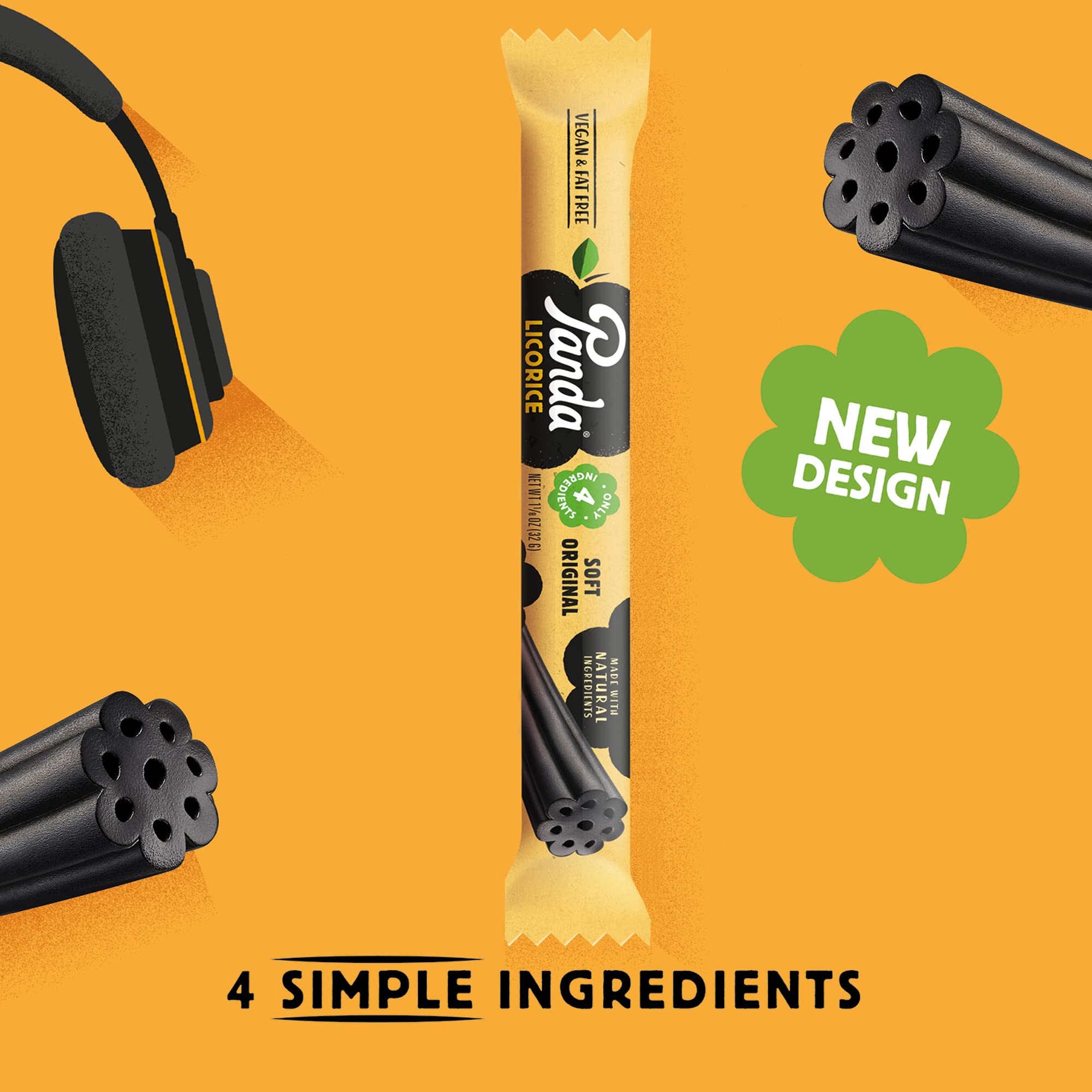 Panda ® | Natural Soft Strawberry Licorice | Licorice Candy Made with Natural Colors and Flavors | Non-GMO Project verified | Vegan & Fat Free | 32 Gr - 1,125 OZ x 20 Bars Pack