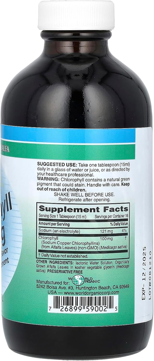 World Organic - Chlorophyll Liquid 100mg, 8 oz liquid