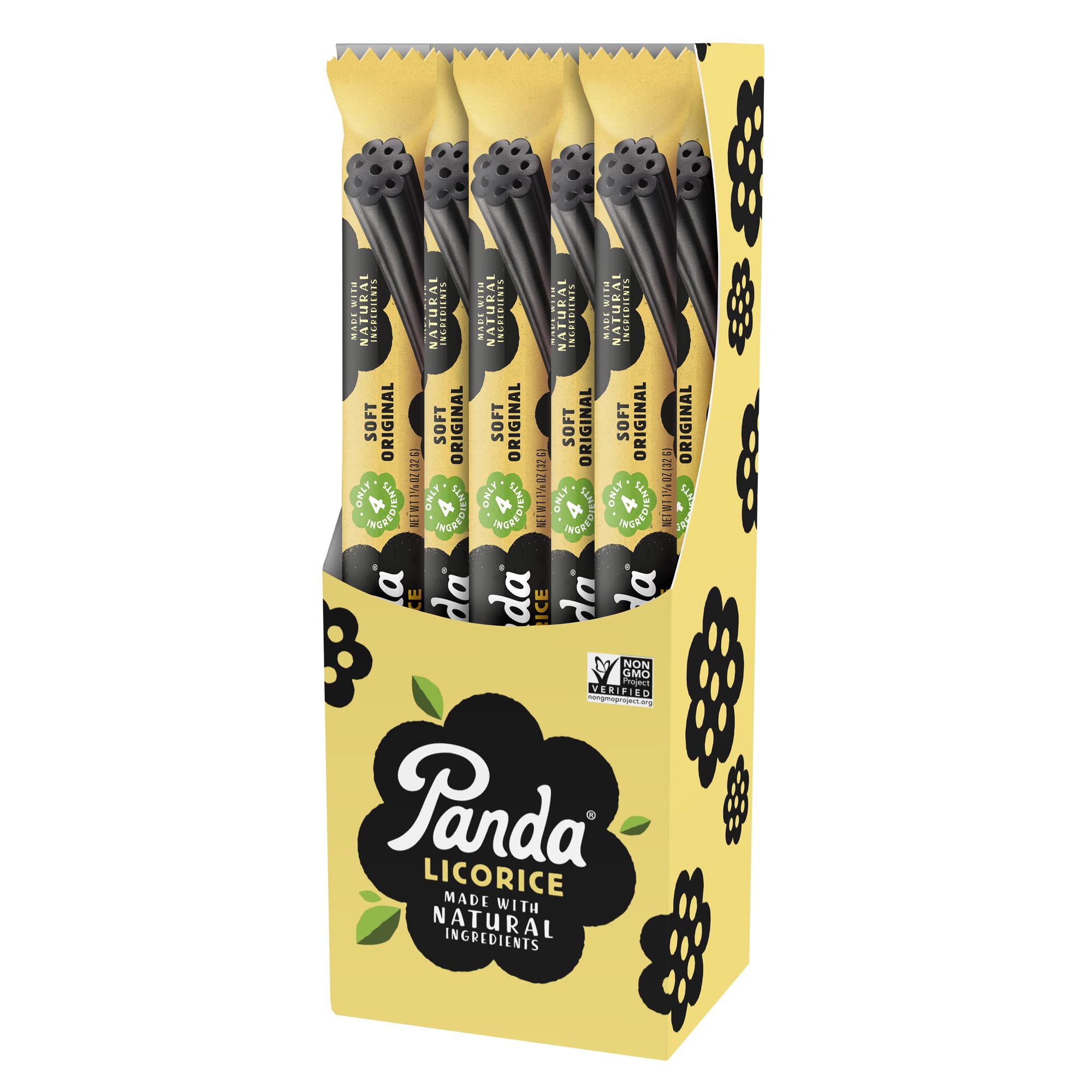 Panda ® | Natural Soft Strawberry Licorice | Licorice Candy Made with Natural Colors and Flavors | Non-GMO Project verified | Vegan & Fat Free | 32 Gr - 1,125 OZ x 20 Bars Pack
