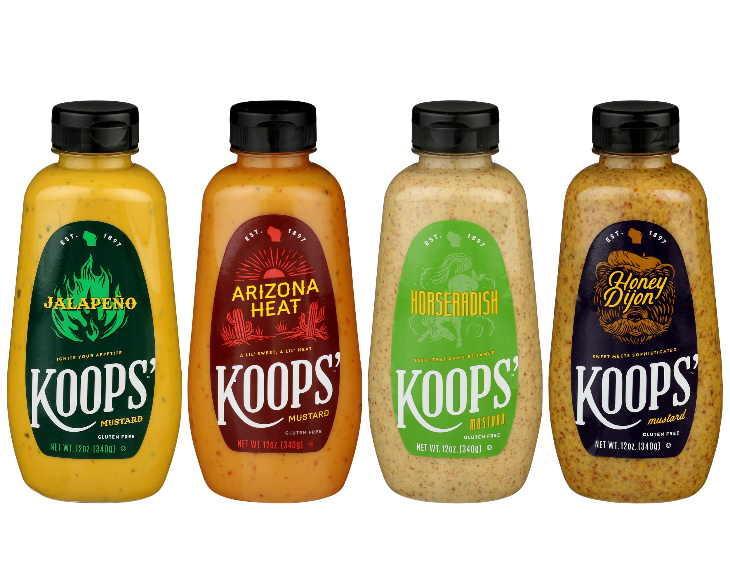 Koops' Organic Stone Ground Mustard – Old-Fashioned Mustard, Gluten-Free, Kosher, Non-GMO, USDA Certified Organic Mustard, Made in USA, From Quality Mustard Seeds – 12 Oz, Pack of 1