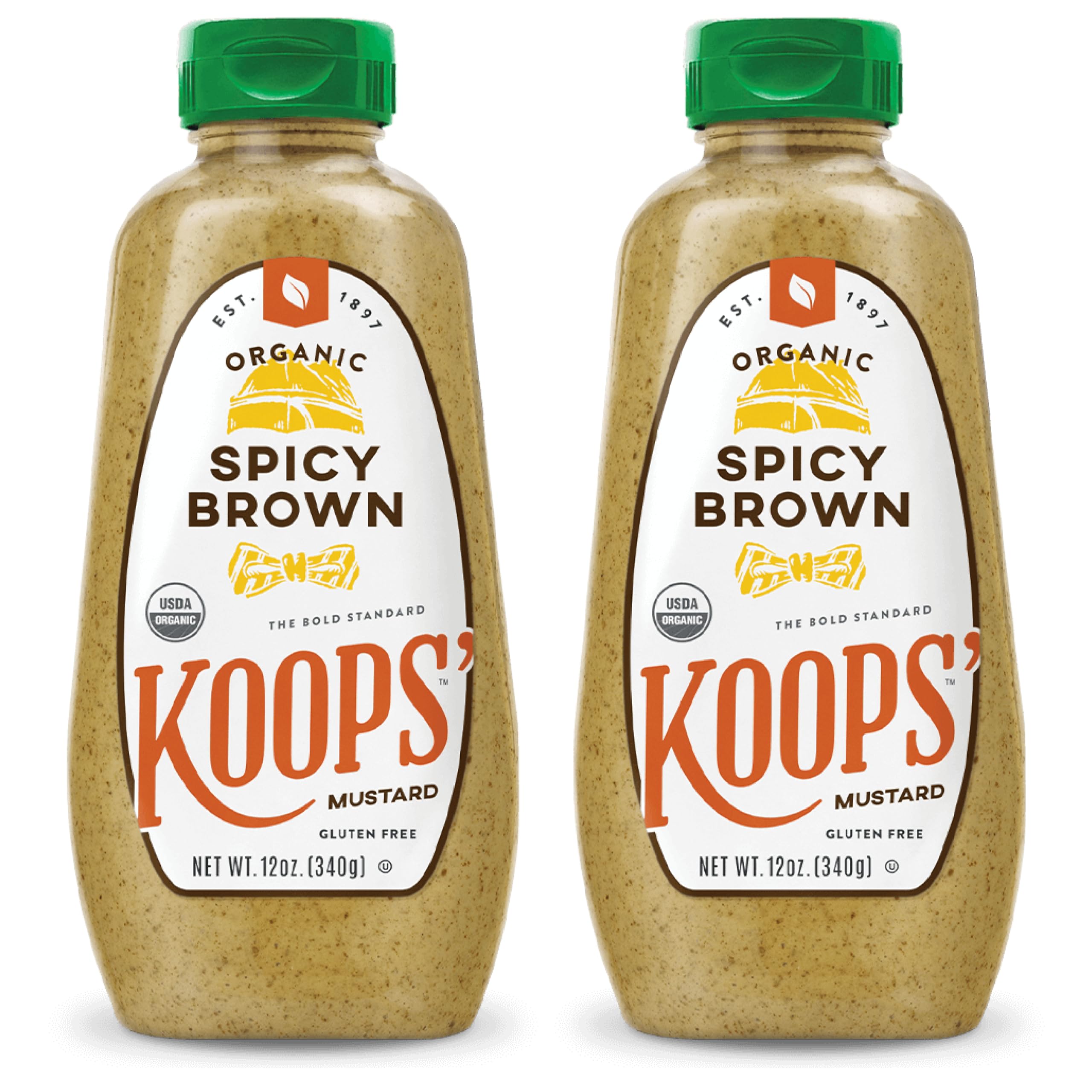 Koops' Organic Stone Ground Mustard – Old-Fashioned Mustard, Gluten-Free, Kosher, Non-GMO, USDA Certified Organic Mustard, Made in USA, From Quality Mustard Seeds – 12 Oz, Pack of 1