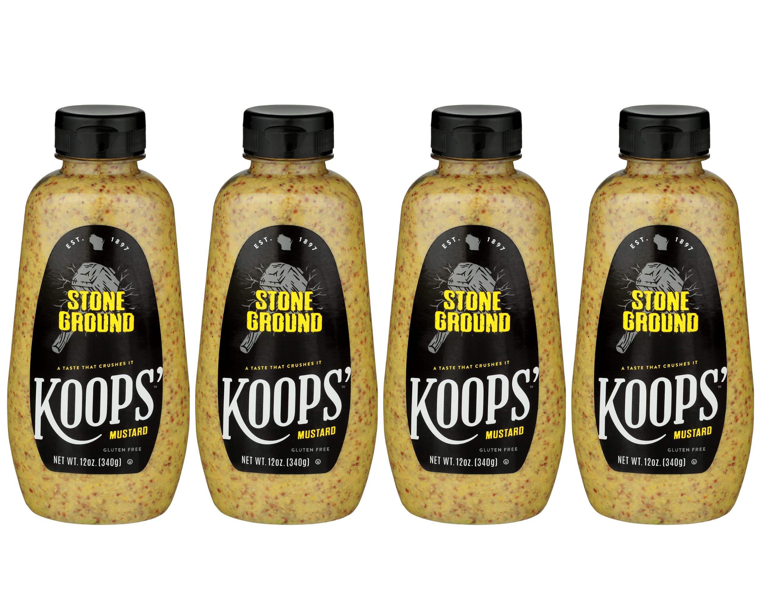 Koops' Organic Stone Ground Mustard – Old-Fashioned Mustard, Gluten-Free, Kosher, Non-GMO, USDA Certified Organic Mustard, Made in USA, From Quality Mustard Seeds – 12 Oz, Pack of 1