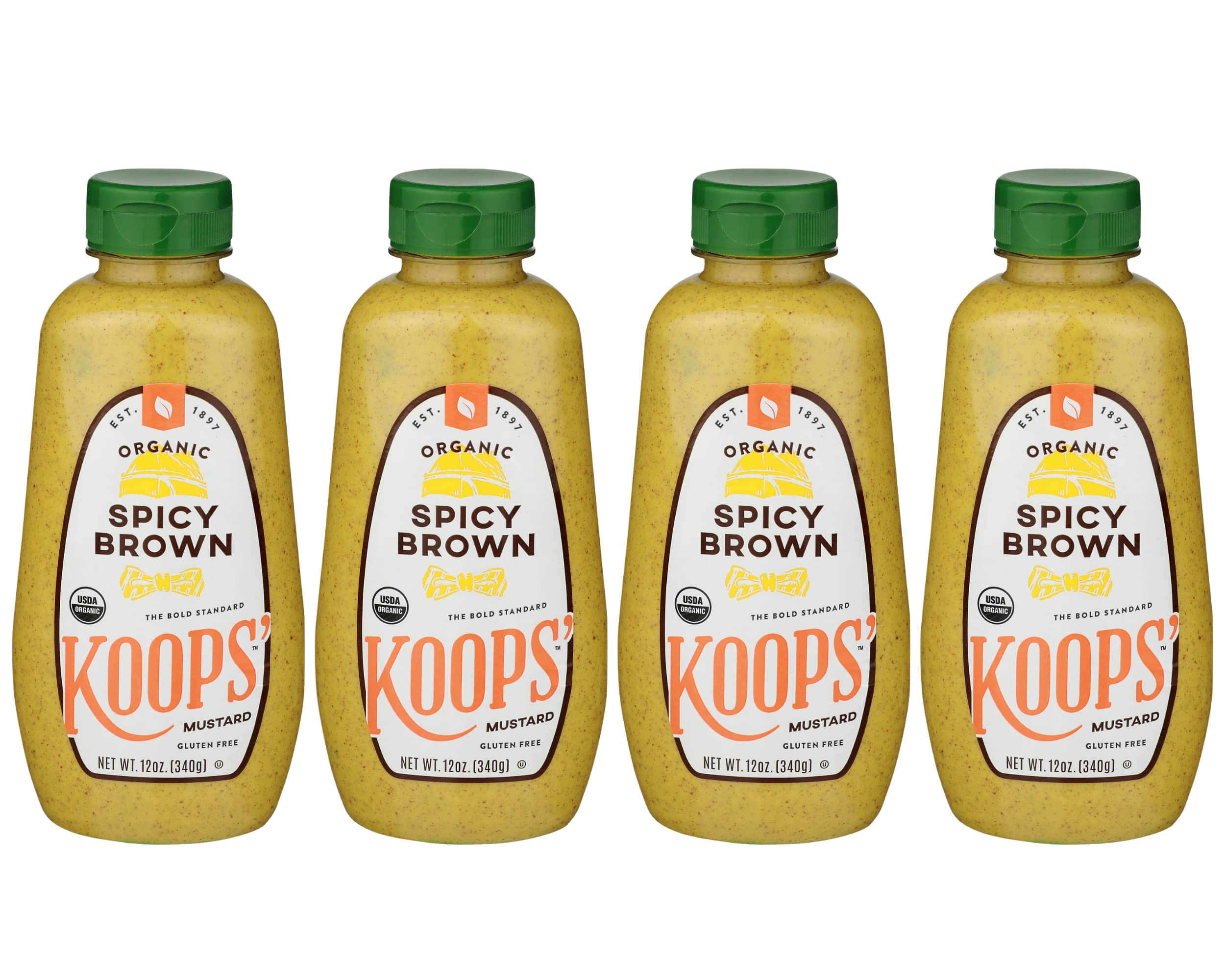 Koops' Organic Stone Ground Mustard – Old-Fashioned Mustard, Gluten-Free, Kosher, Non-GMO, USDA Certified Organic Mustard, Made in USA, From Quality Mustard Seeds – 12 Oz, Pack of 1