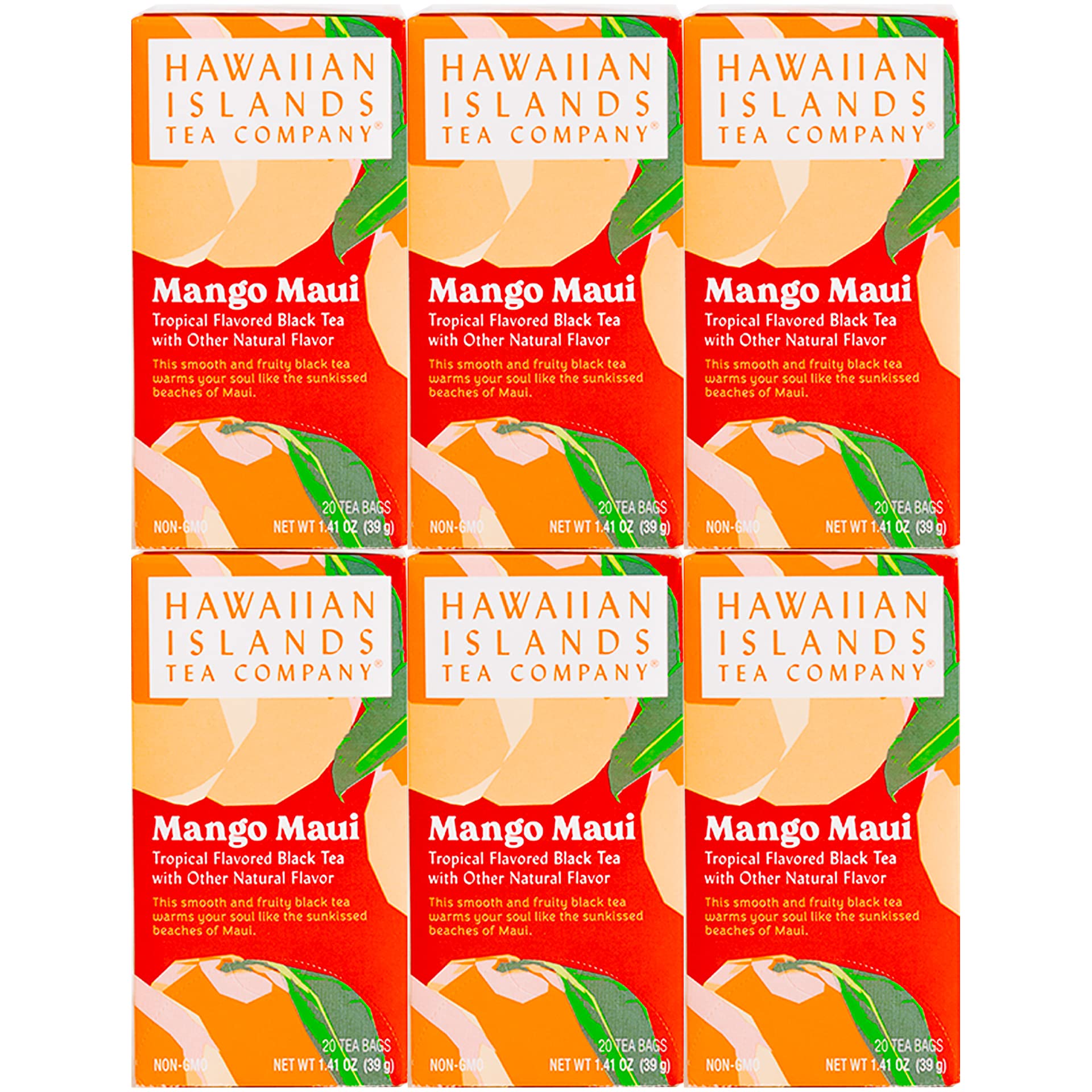 Hawaiian Islands Tea Company Mango Maui Black Tea, All Natural - 20 Teabags (1 Box)