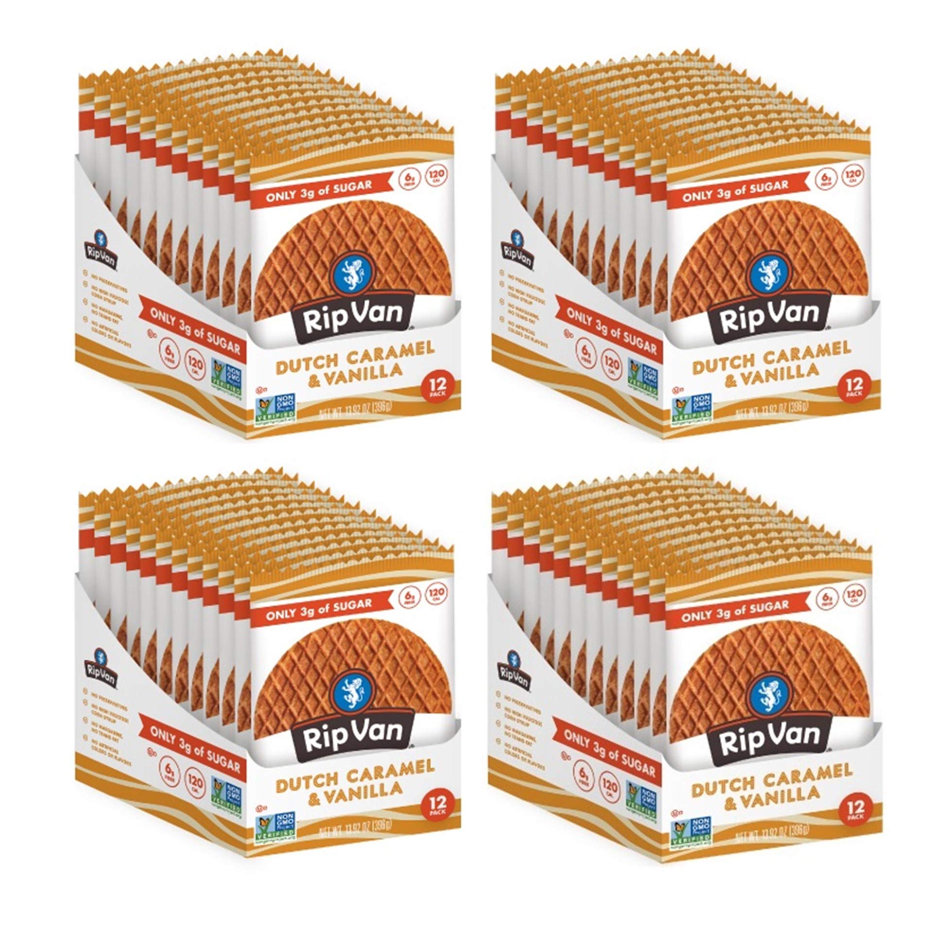 Rip Van Wafels Snack Wafels, Honey and Oats, 1.2oz, 16 Count