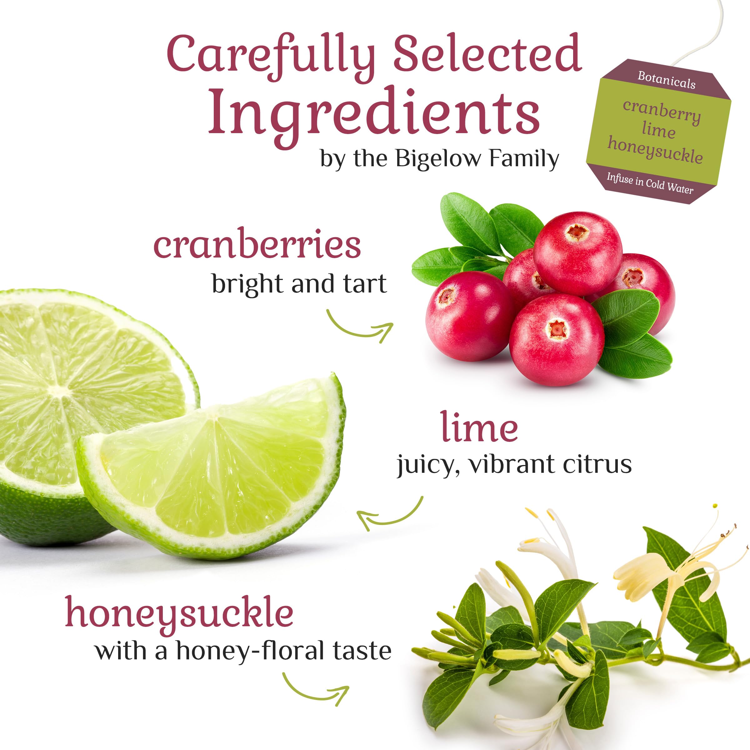 Bigelow Botanicals Cold Water Infusion Strawberry Lemon Orange Blossom Tea Bags 18 Count Box (Pack of 1), Herbal Infusion, Caffeine Free, 18 Tea Bags Total