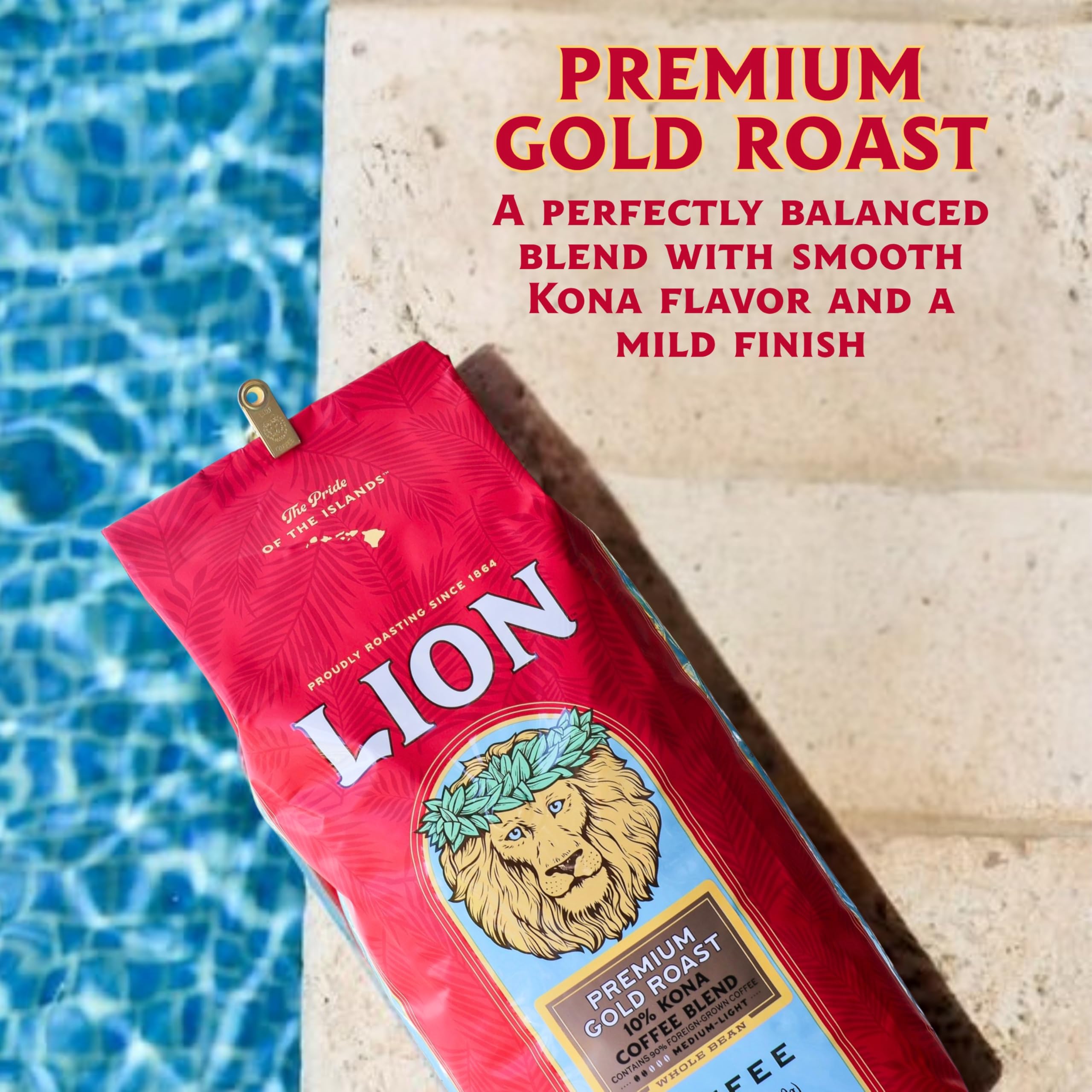 Lion Coffee Vanilla Macadamia Flavored Ground Coffee, Light Roast, Hawaiian Inspired Taste - 10 Ounce Bag