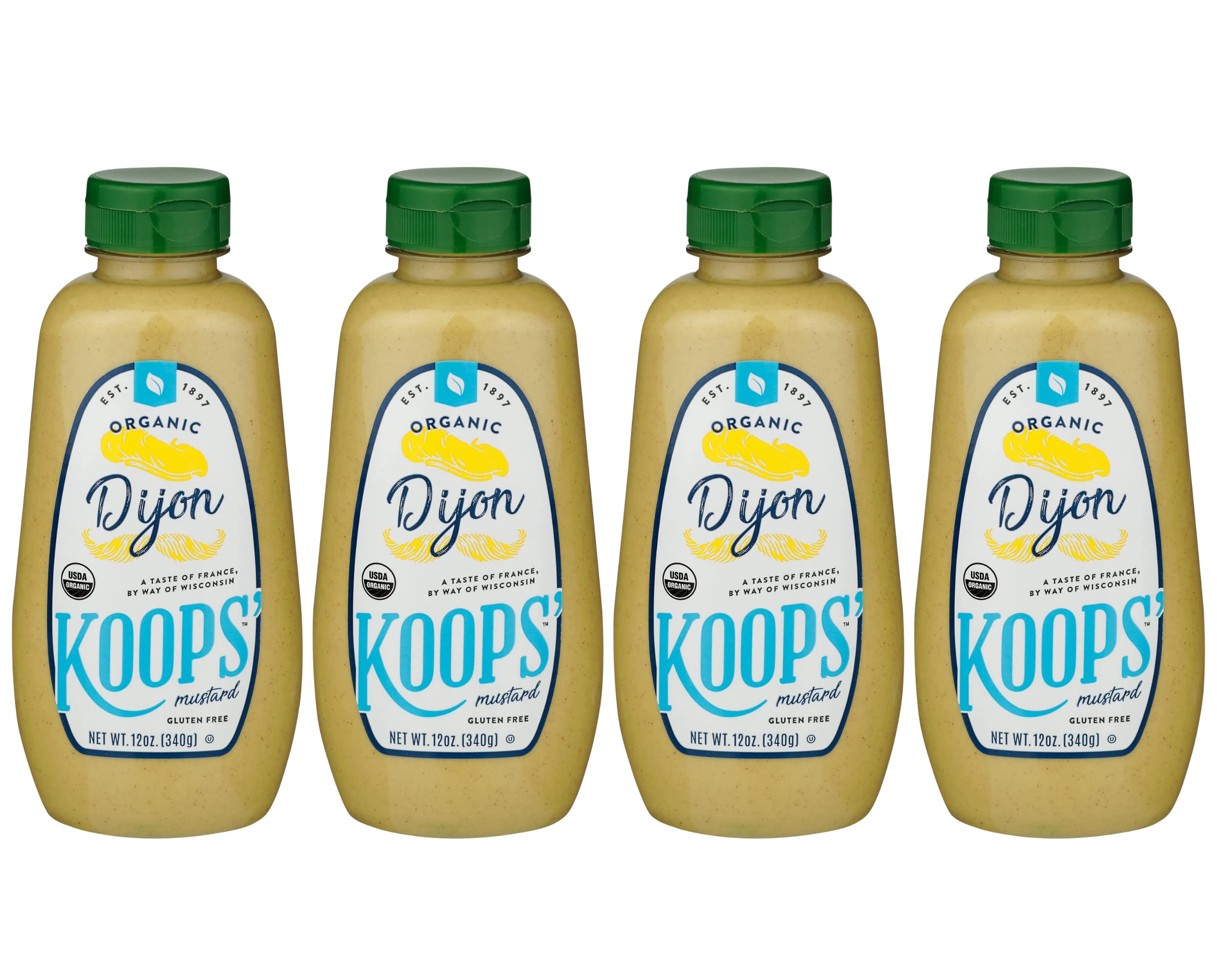 Koops' Organic Stone Ground Mustard – Old-Fashioned Mustard, Gluten-Free, Kosher, Non-GMO, USDA Certified Organic Mustard, Made in USA, From Quality Mustard Seeds – 12 Oz, Pack of 1