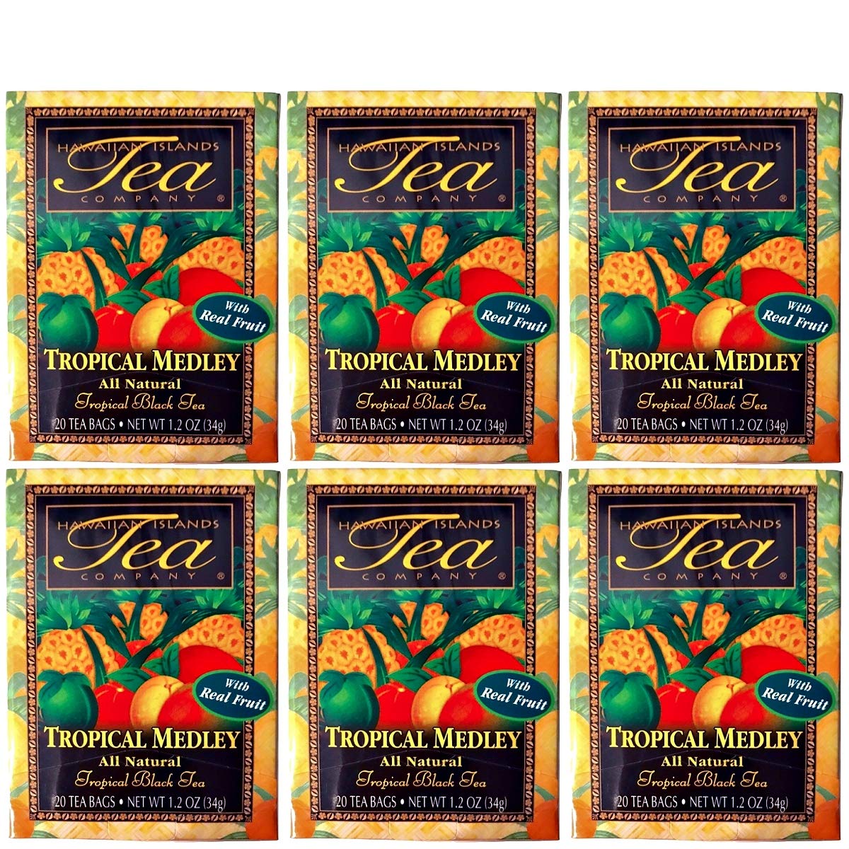 Hawaiian Islands Tea Company Mango Maui Black Tea, All Natural - 20 Teabags (1 Box)