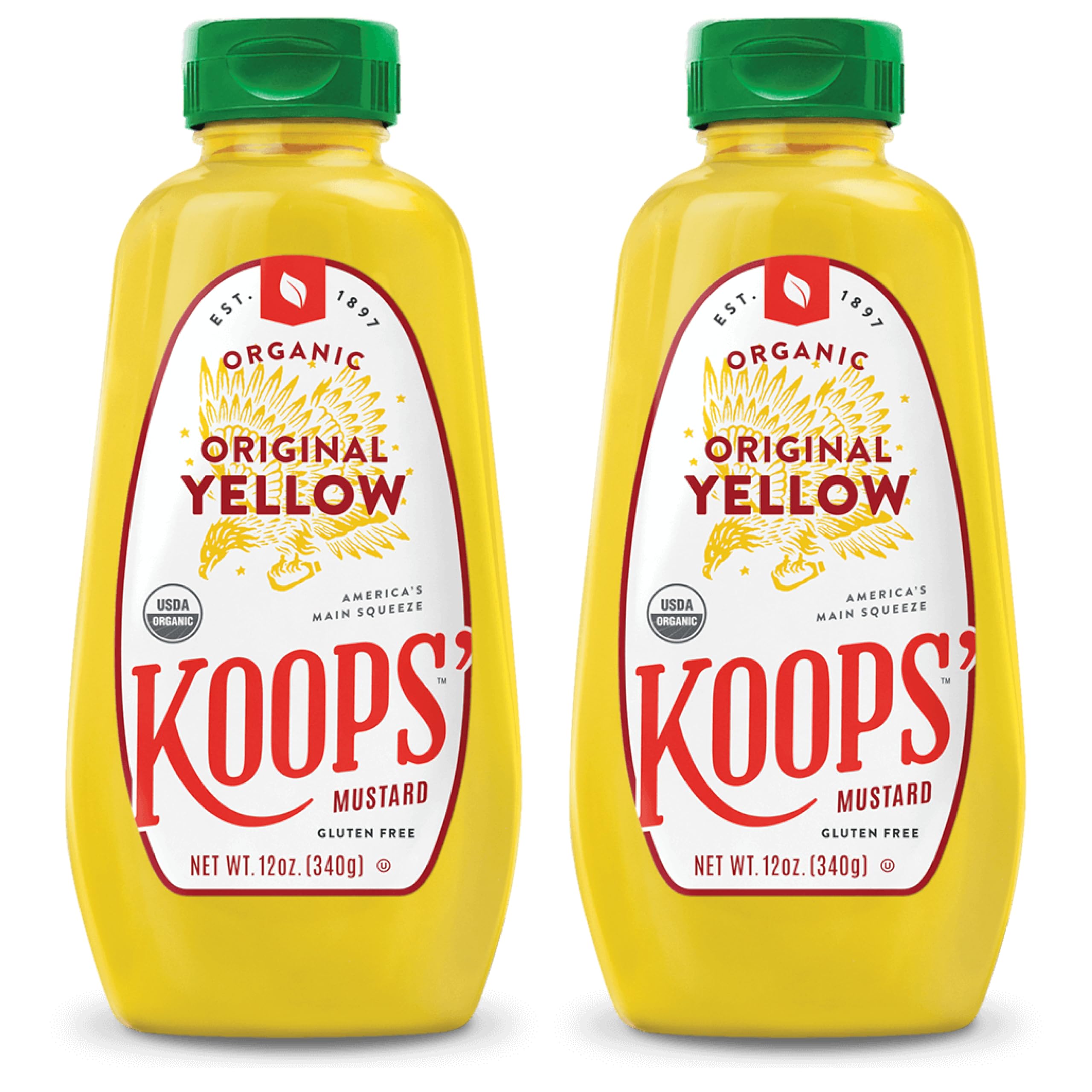 Koops' Organic Stone Ground Mustard – Old-Fashioned Mustard, Gluten-Free, Kosher, Non-GMO, USDA Certified Organic Mustard, Made in USA, From Quality Mustard Seeds – 12 Oz, Pack of 1