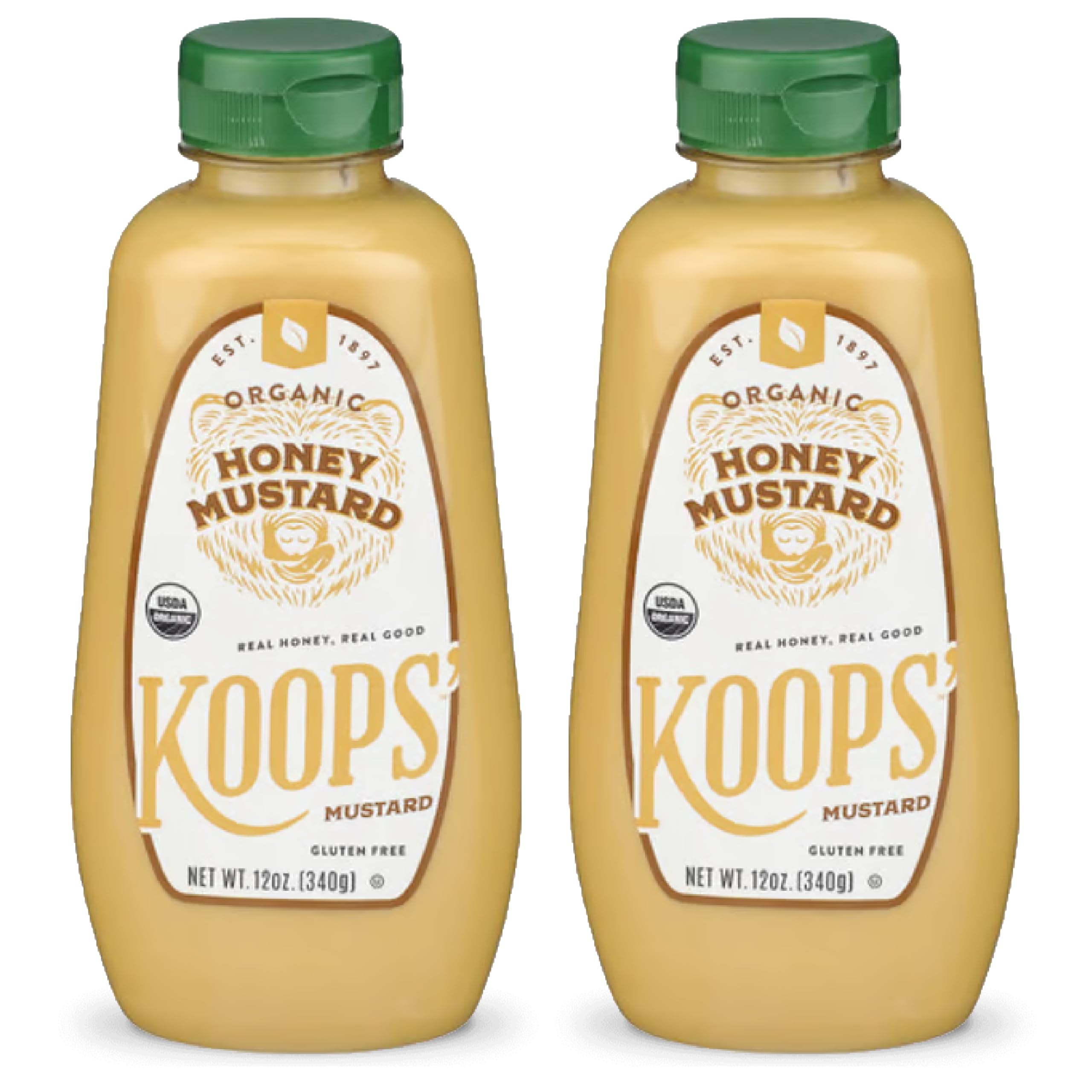 Koops' Organic Stone Ground Mustard – Old-Fashioned Mustard, Gluten-Free, Kosher, Non-GMO, USDA Certified Organic Mustard, Made in USA, From Quality Mustard Seeds – 12 Oz, Pack of 1