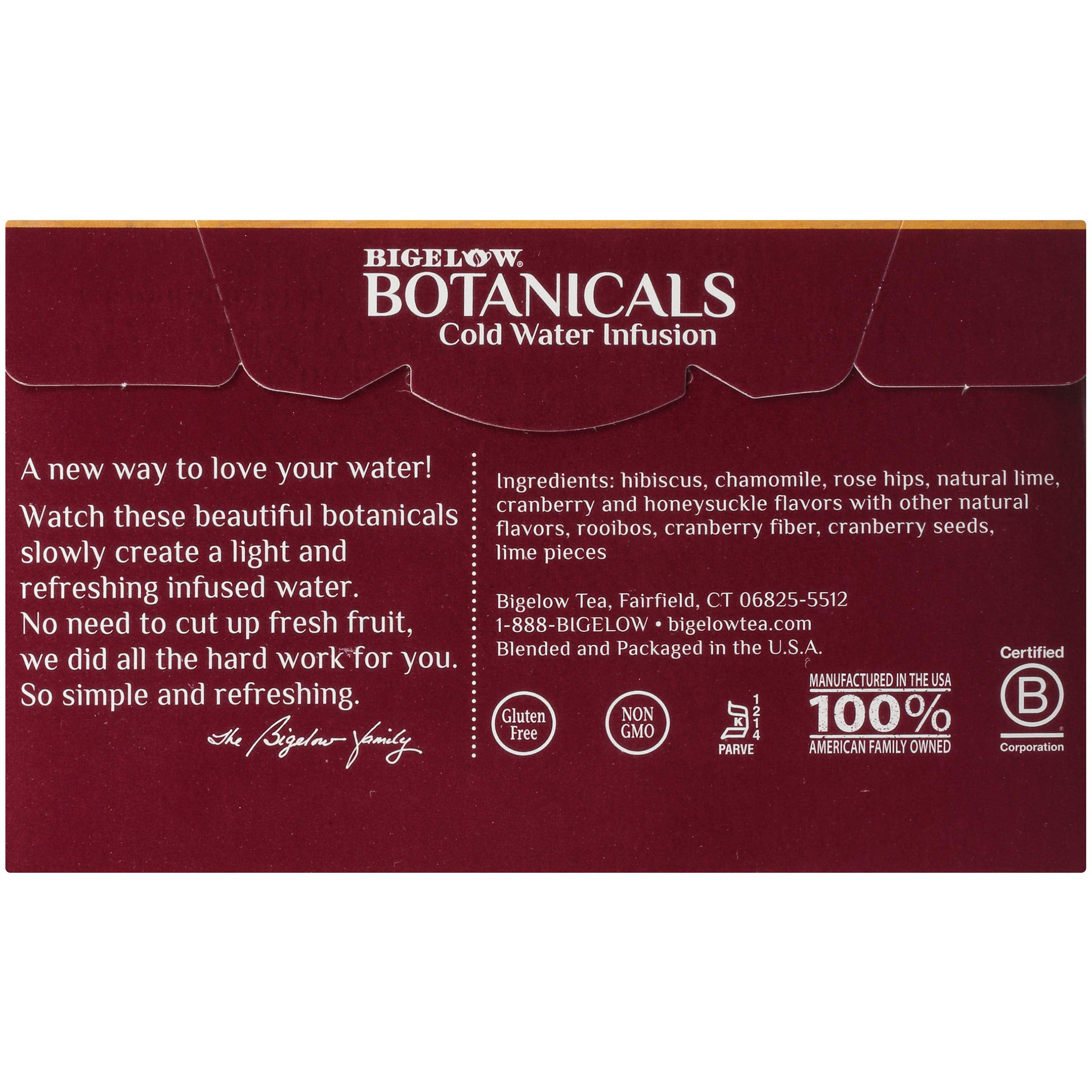 Bigelow Botanicals Cold Water Infusion Strawberry Lemon Orange Blossom Tea Bags 18 Count Box (Pack of 1), Herbal Infusion, Caffeine Free, 18 Tea Bags Total