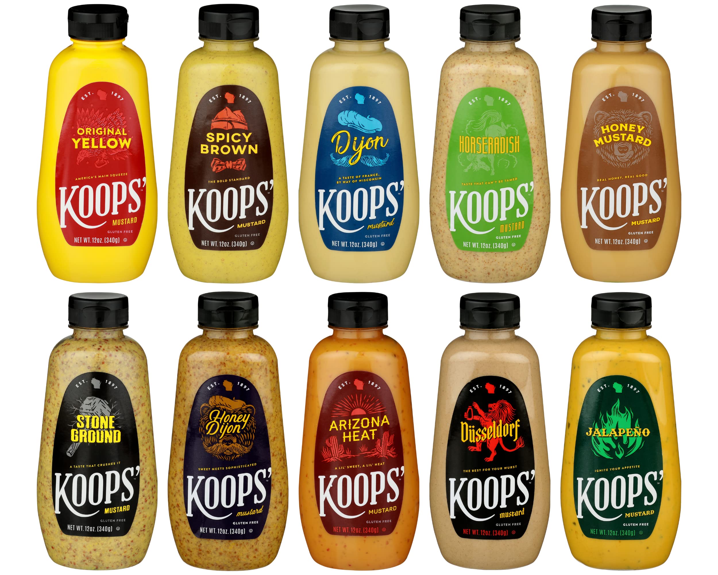 Koops' Organic Stone Ground Mustard – Old-Fashioned Mustard, Gluten-Free, Kosher, Non-GMO, USDA Certified Organic Mustard, Made in USA, From Quality Mustard Seeds – 12 Oz, Pack of 1