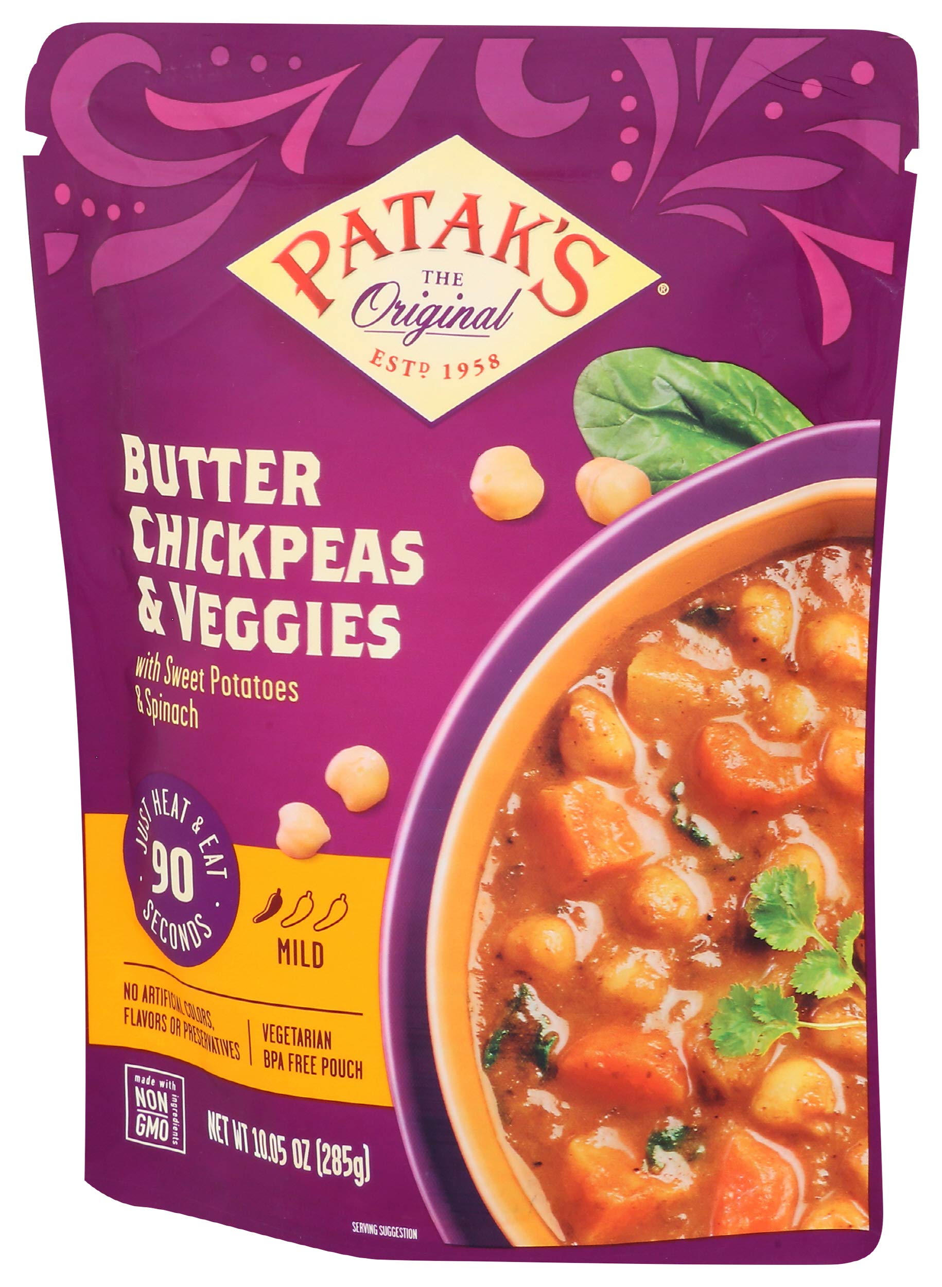 Patak’s Lentil & Veggie Tikka Masala - Vegetarian Indian Curry w/Lentils, Beans, Pumpkin, Sweet Potatoes & Vegetables - Ready-to-Eat Microwaveable Meal - Serve with Rice or Naan - 10.5oz (Pack of 6)