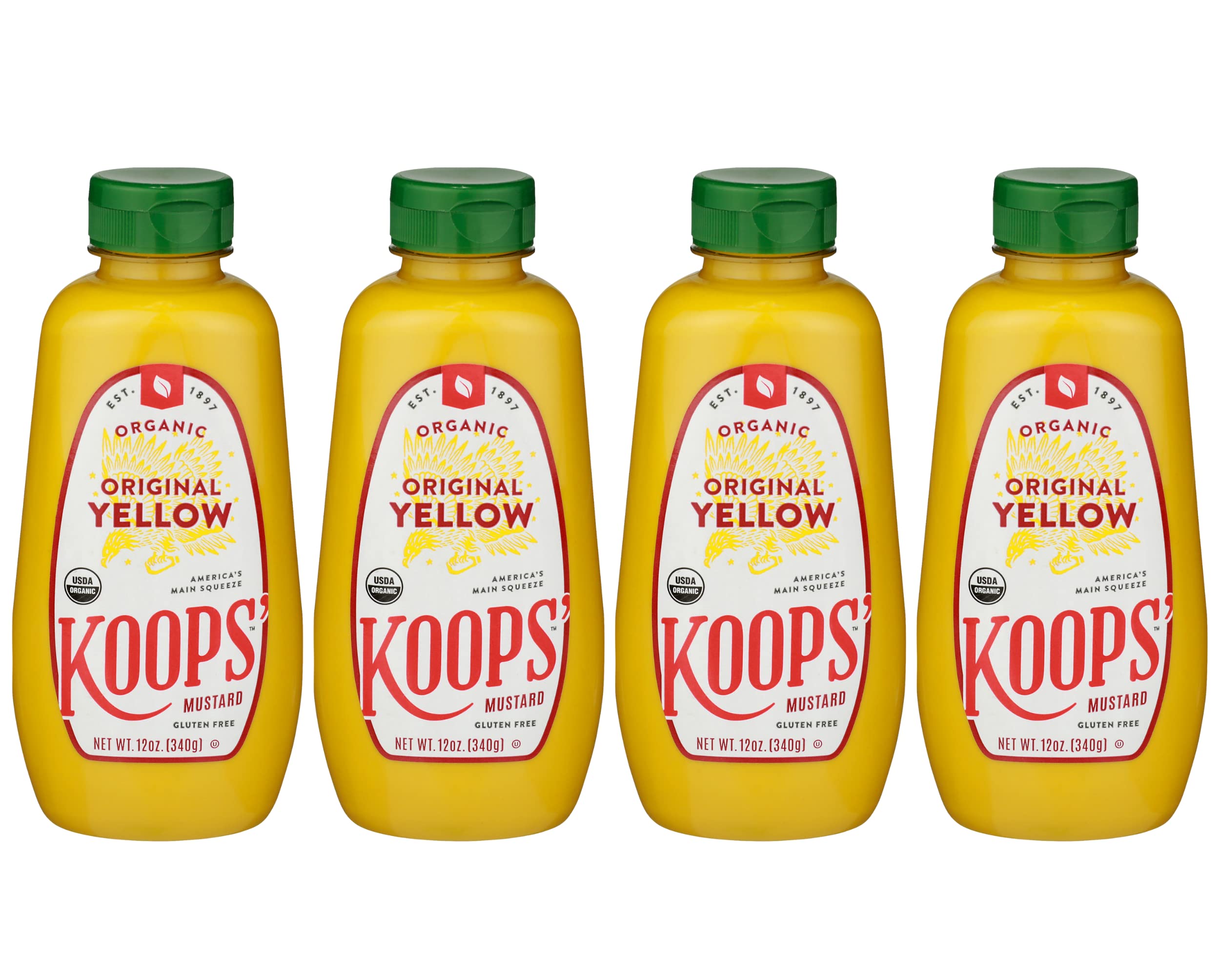 Koops' Organic Stone Ground Mustard – Old-Fashioned Mustard, Gluten-Free, Kosher, Non-GMO, USDA Certified Organic Mustard, Made in USA, From Quality Mustard Seeds – 12 Oz, Pack of 1