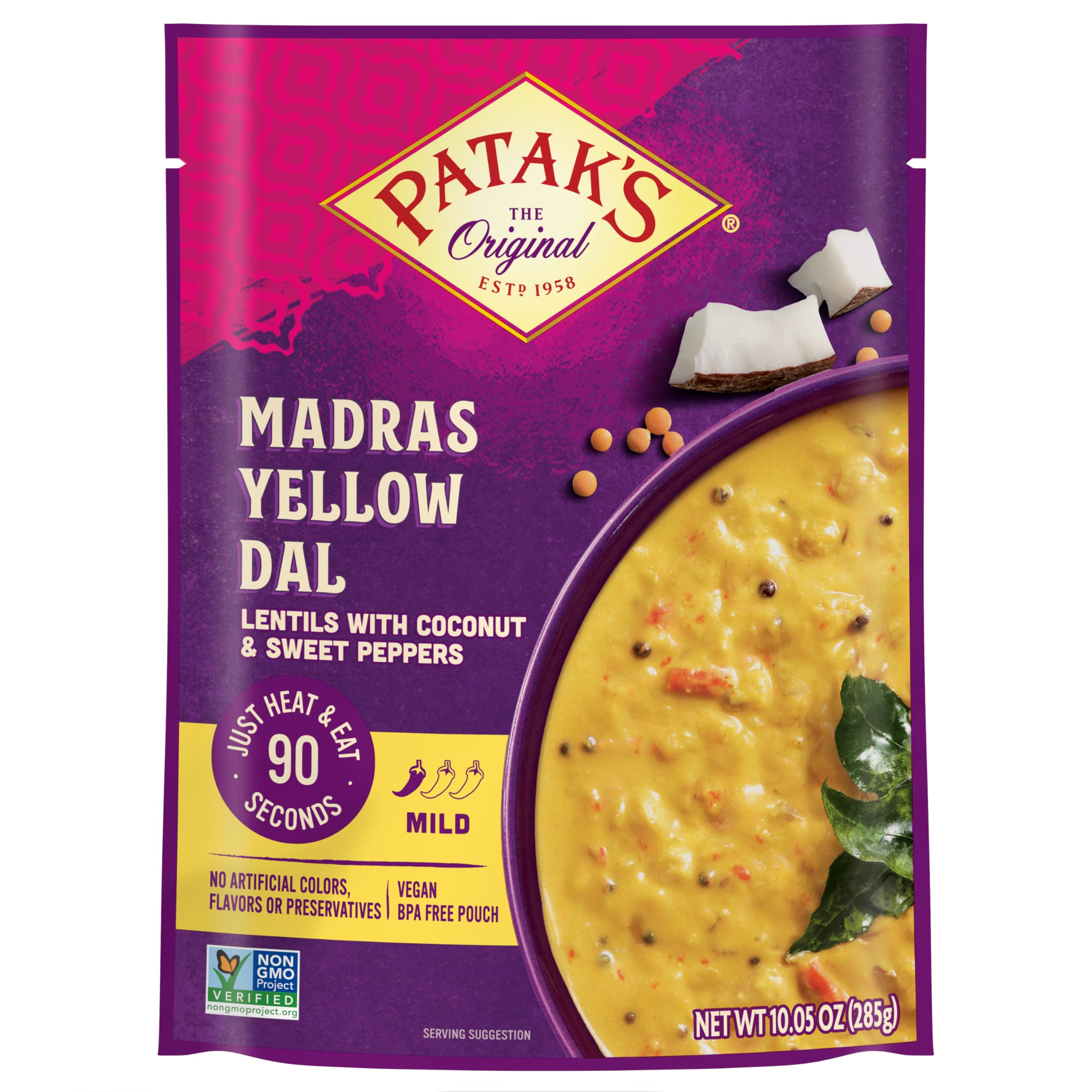 Patak’s Lentil & Veggie Tikka Masala - Vegetarian Indian Curry w/Lentils, Beans, Pumpkin, Sweet Potatoes & Vegetables - Ready-to-Eat Microwaveable Meal - Serve with Rice or Naan - 10.5oz (Pack of 6)