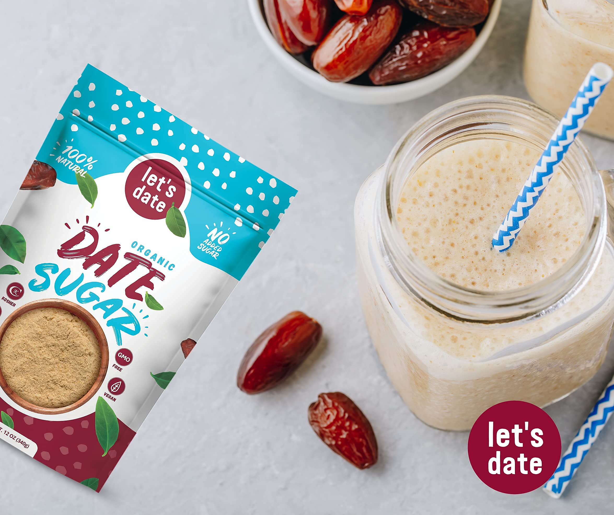 Let’s Date | Organic Date Sugar | Excellent Sugar Substitute | Baking Sugar Alternative | Good Source of Fiber | Vegan | Paleo | Gluten Free | Kosher | Non- GMO | Natural Sweetener (12oz (Pack of 2))