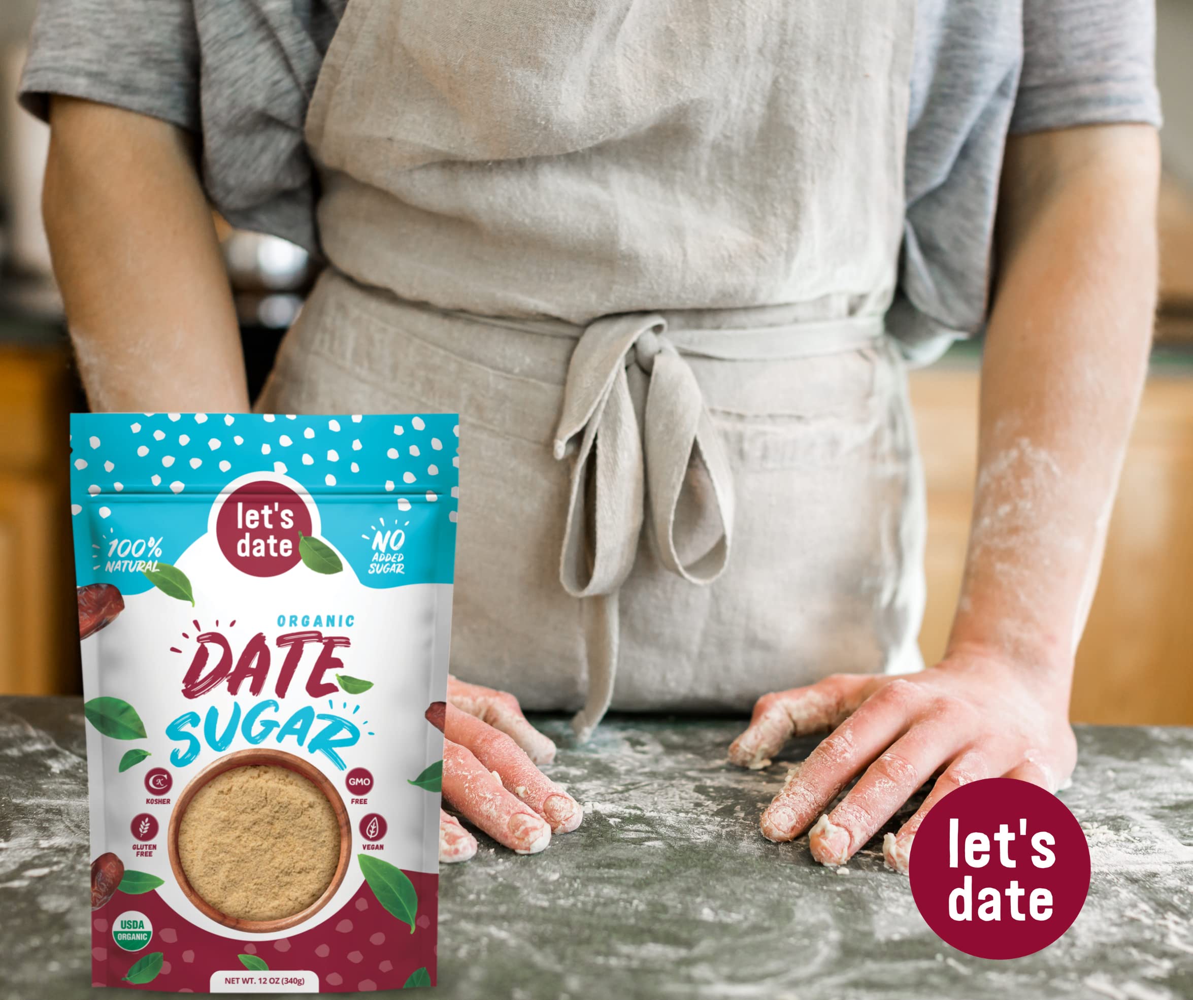 Let’s Date | Organic Date Sugar | Excellent Sugar Substitute | Baking Sugar Alternative | Good Source of Fiber | Vegan | Paleo | Gluten Free | Kosher | Non- GMO | Natural Sweetener (12oz (Pack of 2))
