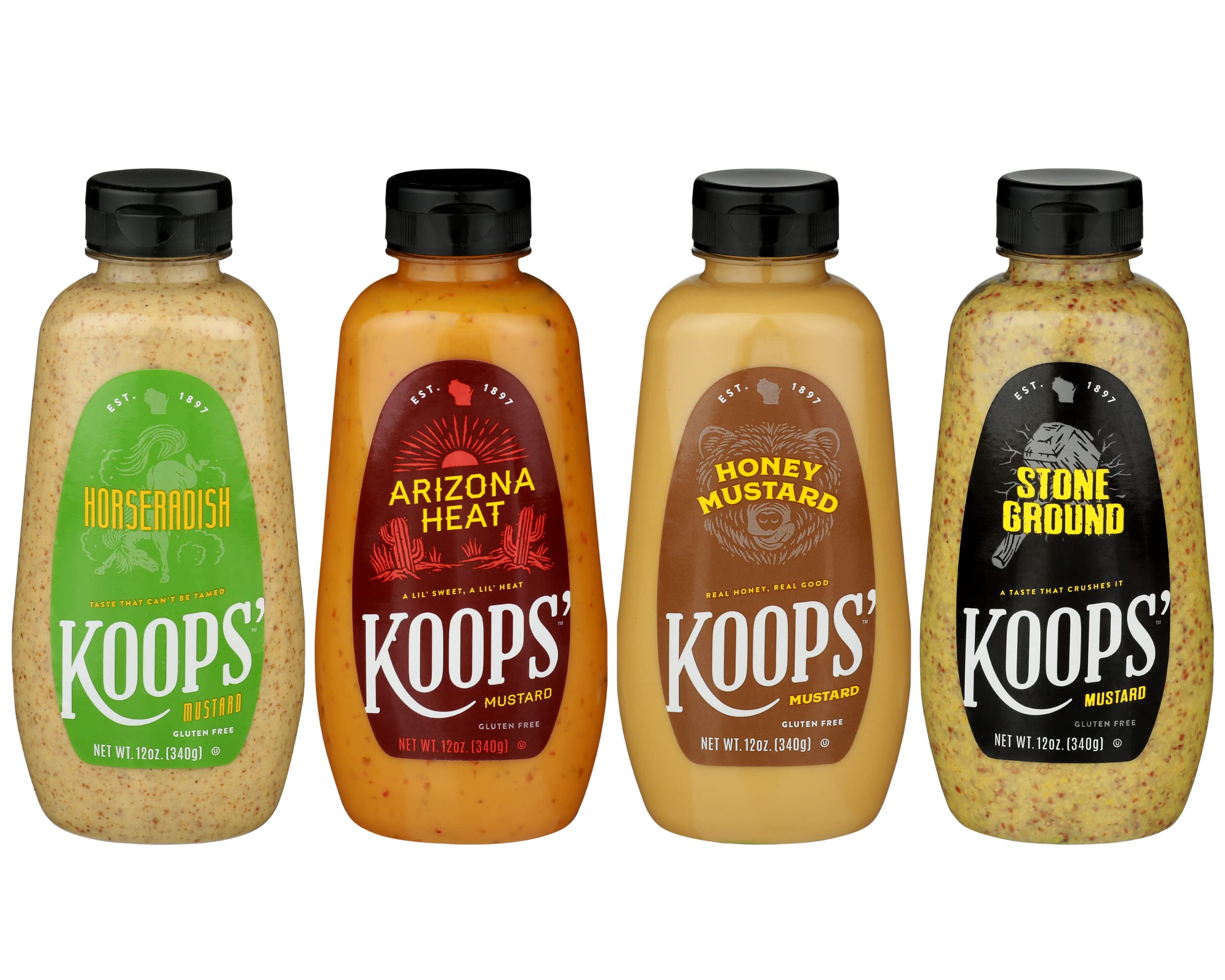 Koops' Organic Stone Ground Mustard – Old-Fashioned Mustard, Gluten-Free, Kosher, Non-GMO, USDA Certified Organic Mustard, Made in USA, From Quality Mustard Seeds – 12 Oz, Pack of 1