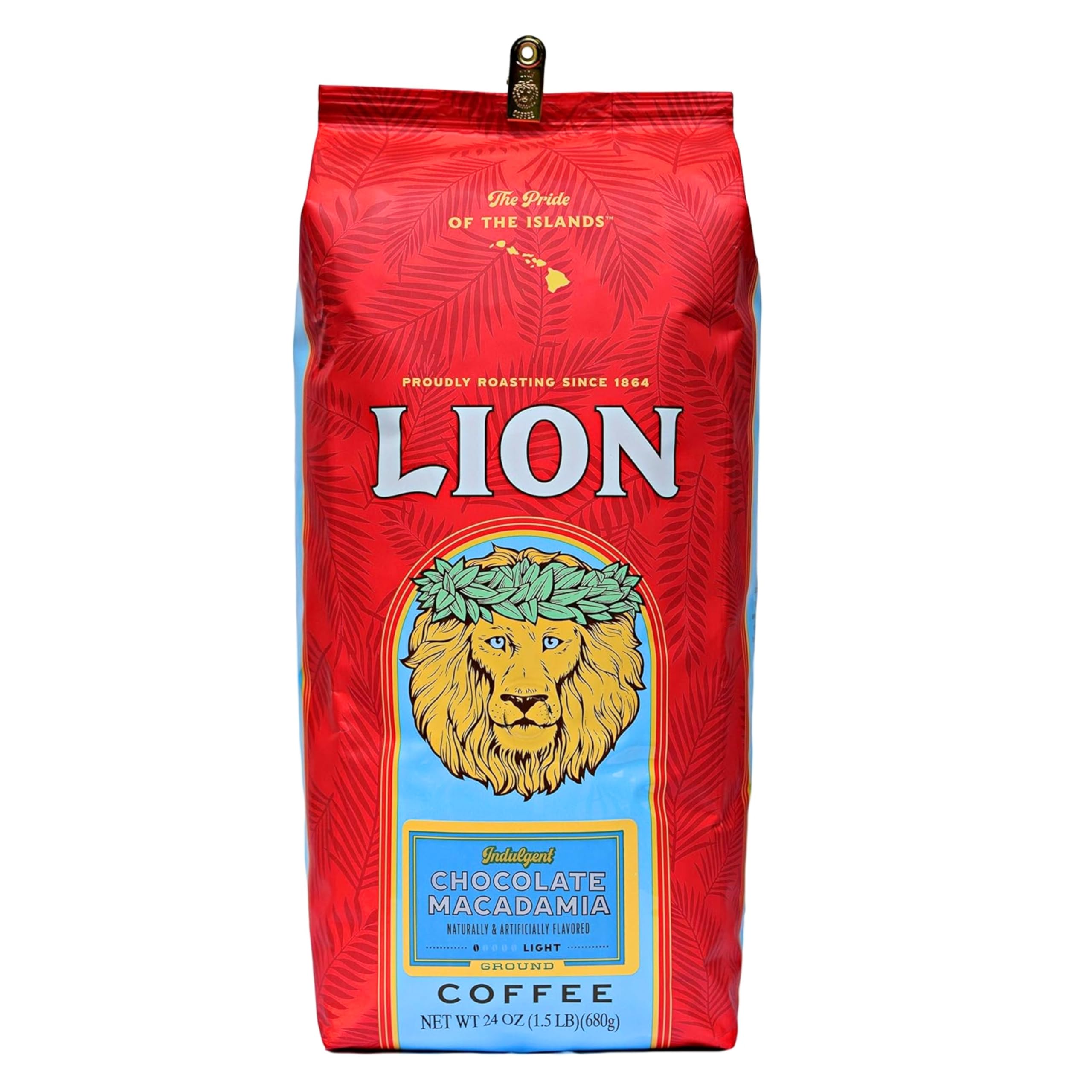 Lion Coffee Vanilla Macadamia Flavored Ground Coffee, Light Roast, Hawaiian Inspired Taste - 10 Ounce Bag