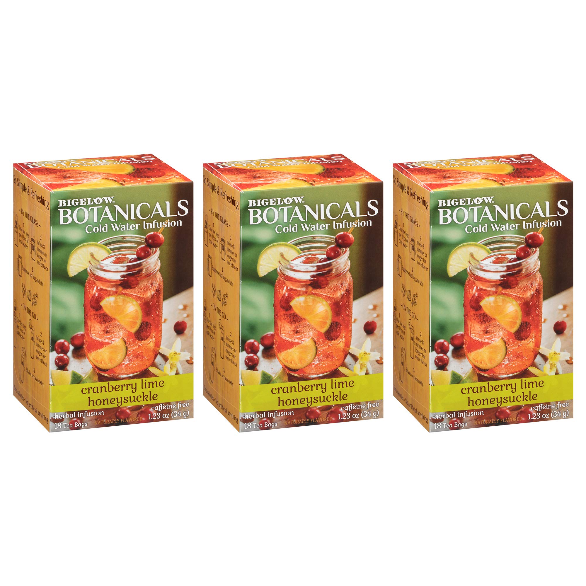 Bigelow Botanicals Cold Water Infusion Strawberry Lemon Orange Blossom Tea Bags 18 Count Box (Pack of 1), Herbal Infusion, Caffeine Free, 18 Tea Bags Total