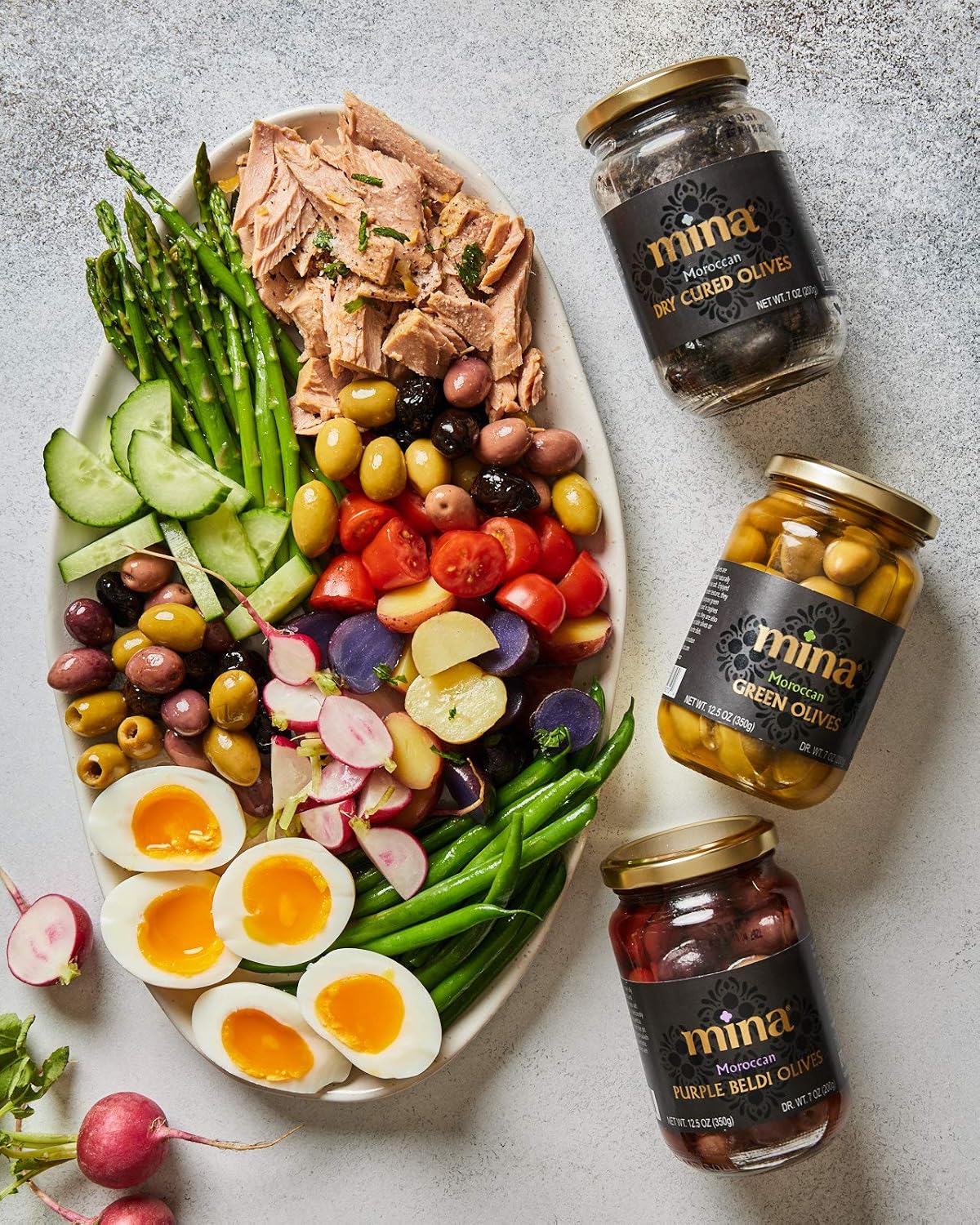 Mina Dry Cured Black Olives, 7 oz - Moroccan Olive Oil Cured Olives, Premium Handpicked and Naturally Cured Dried Olives, Non GMO, Gluten Free, Low Carb, Vegan, Great Paleo Keto Snacks