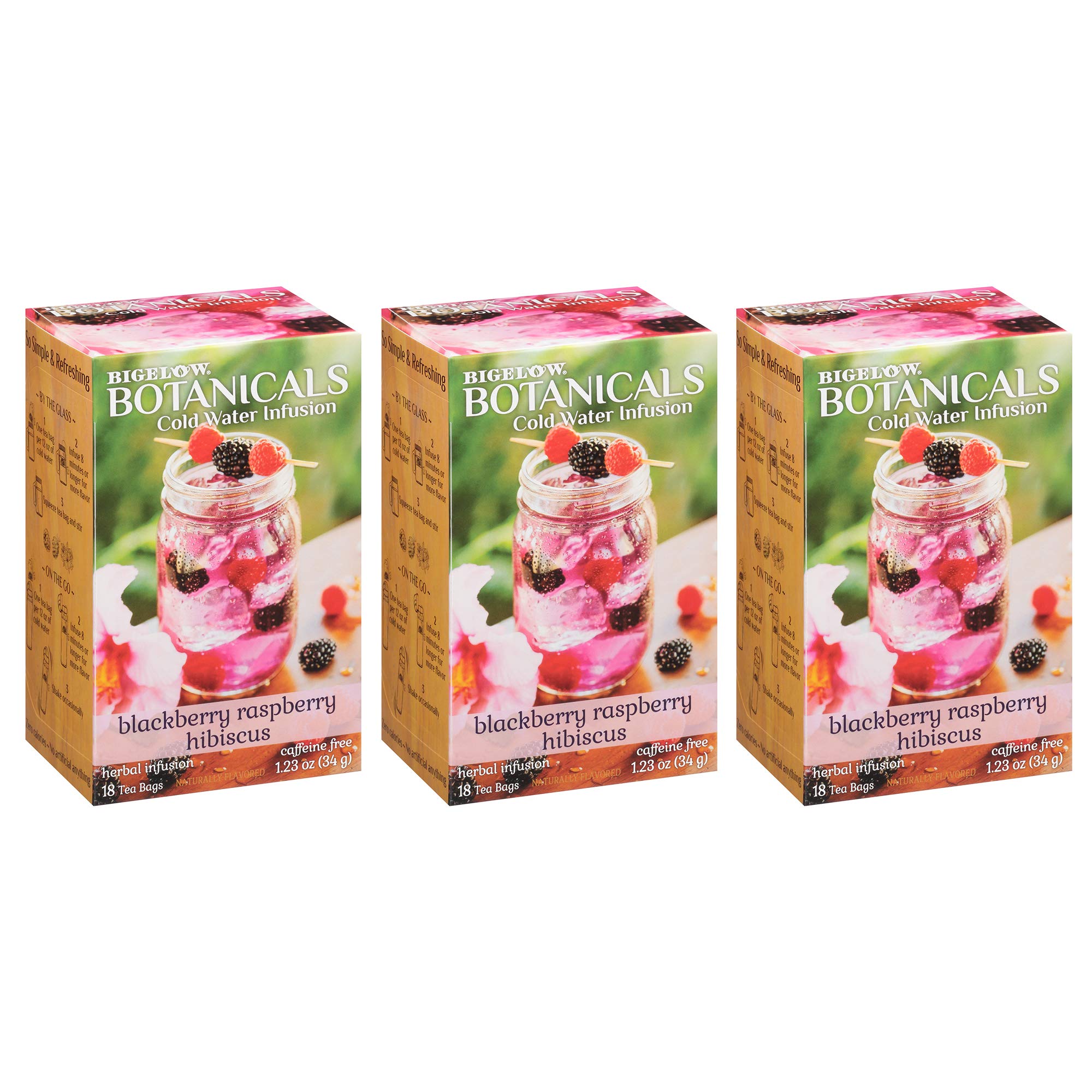 Bigelow Botanicals Cold Water Infusion Strawberry Lemon Orange Blossom Tea Bags 18 Count Box (Pack of 1), Herbal Infusion, Caffeine Free, 18 Tea Bags Total