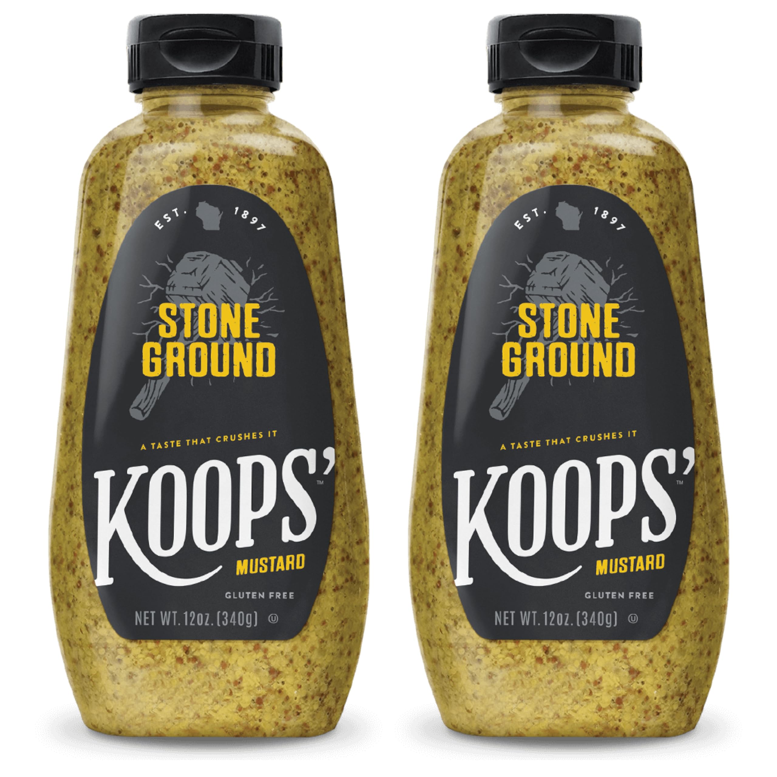 Koops' Organic Stone Ground Mustard – Old-Fashioned Mustard, Gluten-Free, Kosher, Non-GMO, USDA Certified Organic Mustard, Made in USA, From Quality Mustard Seeds – 12 Oz, Pack of 1