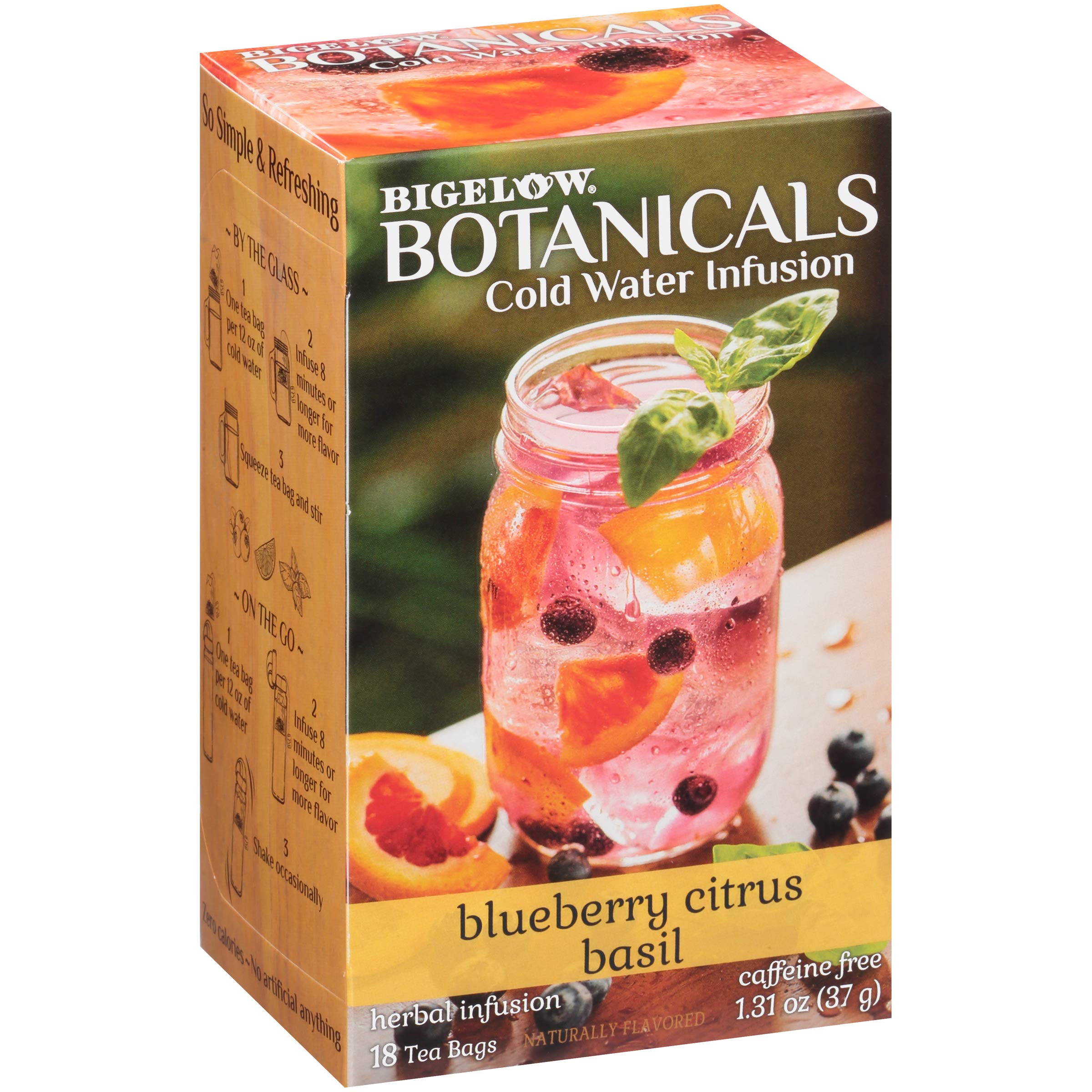 Bigelow Botanicals Cold Water Infusion Strawberry Lemon Orange Blossom Tea Bags 18 Count Box (Pack of 1), Herbal Infusion, Caffeine Free, 18 Tea Bags Total