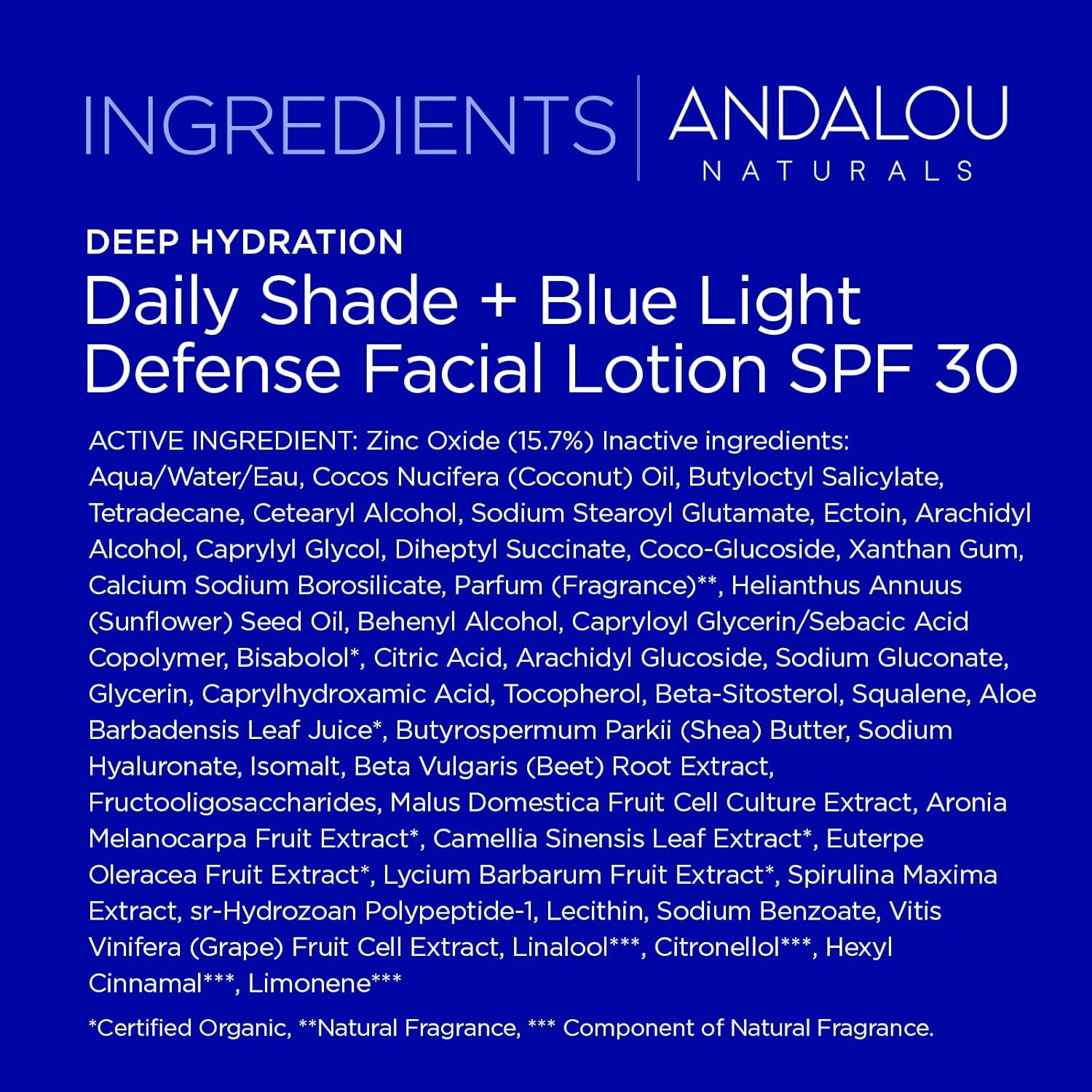 Andalou Naturals Clear Skin Mineral Face Sunscreen SPF 30 - Daily Shade Pollution Defense Facial Sunblock Lotion with Zinc Oxide - Lightweight, Non-Greasy, Non-comedogenic, Fragrance-Free - 2.7 fl oz