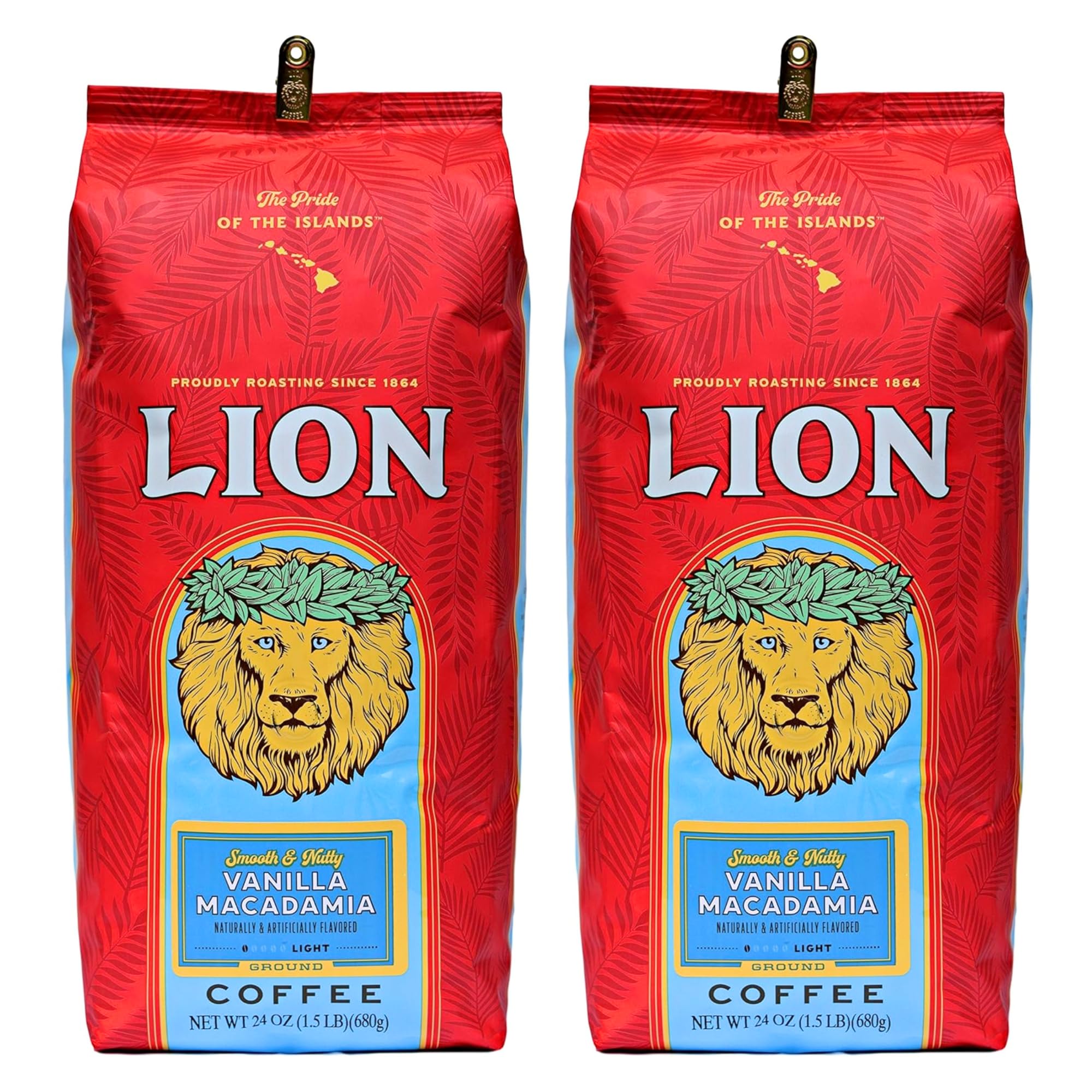 Lion Coffee Vanilla Macadamia Flavored Ground Coffee, Light Roast, Hawaiian Inspired Taste - 10 Ounce Bag