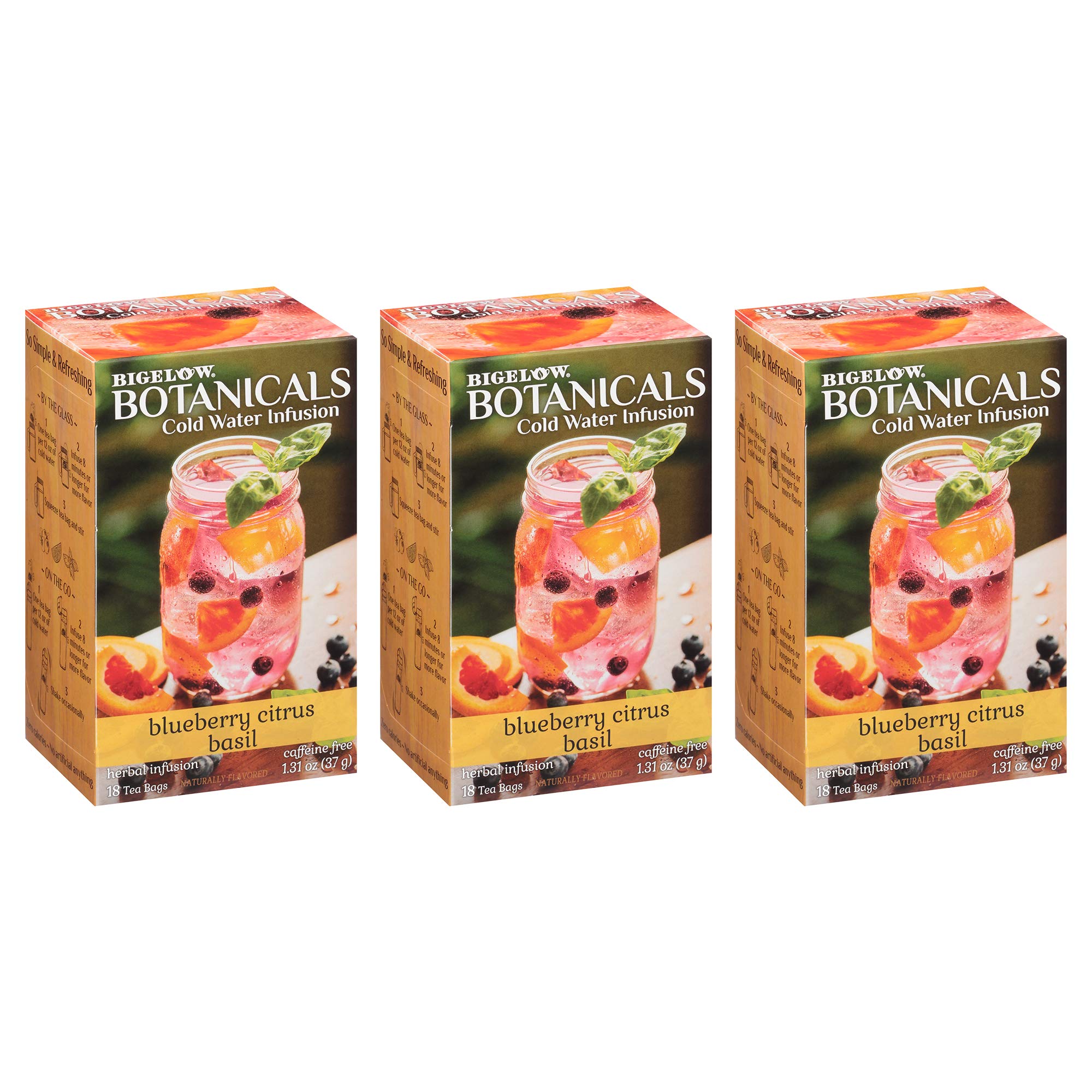 Bigelow Botanicals Cold Water Infusion Strawberry Lemon Orange Blossom Tea Bags 18 Count Box (Pack of 1), Herbal Infusion, Caffeine Free, 18 Tea Bags Total