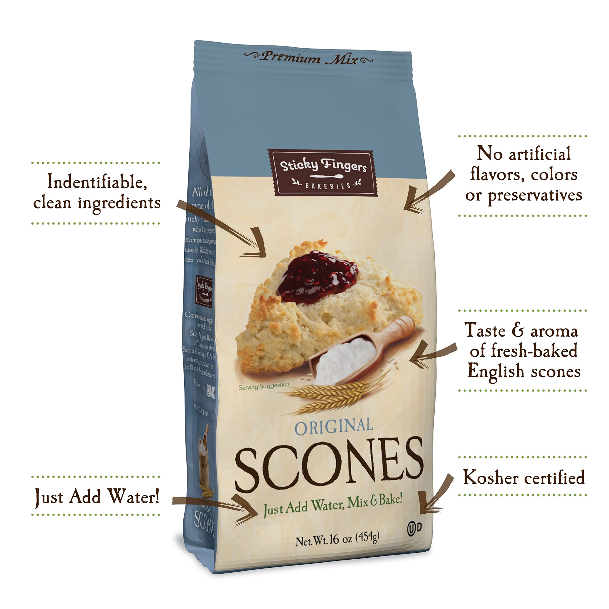 English Scone Mix, Original Flavor by Sticky Fingers Bakeries – Easy to Make English Scones Fresh Baked, Makes 12 Scones (1pk)
