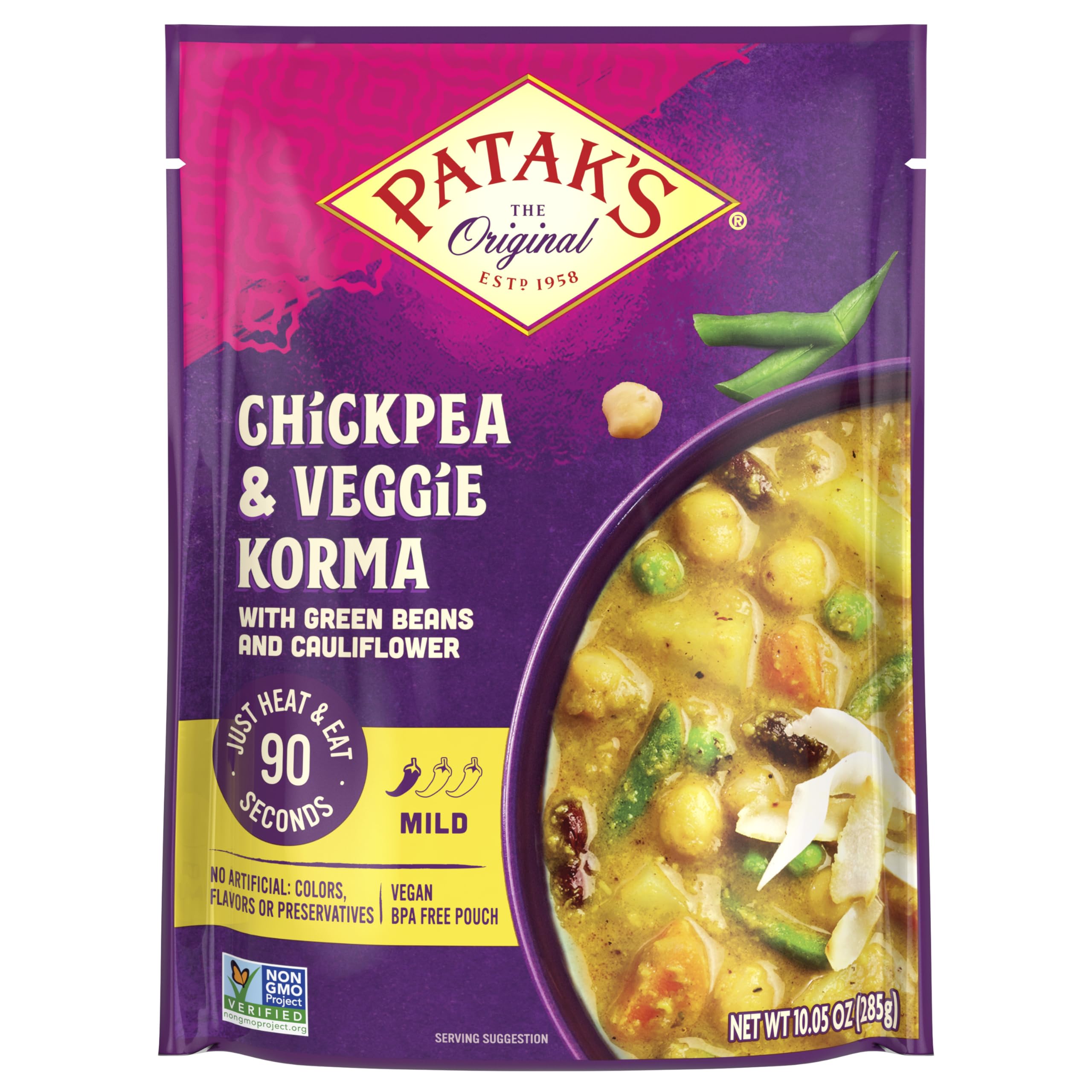 Patak’s Lentil & Veggie Tikka Masala - Vegetarian Indian Curry w/Lentils, Beans, Pumpkin, Sweet Potatoes & Vegetables - Ready-to-Eat Microwaveable Meal - Serve with Rice or Naan - 10.5oz (Pack of 6)
