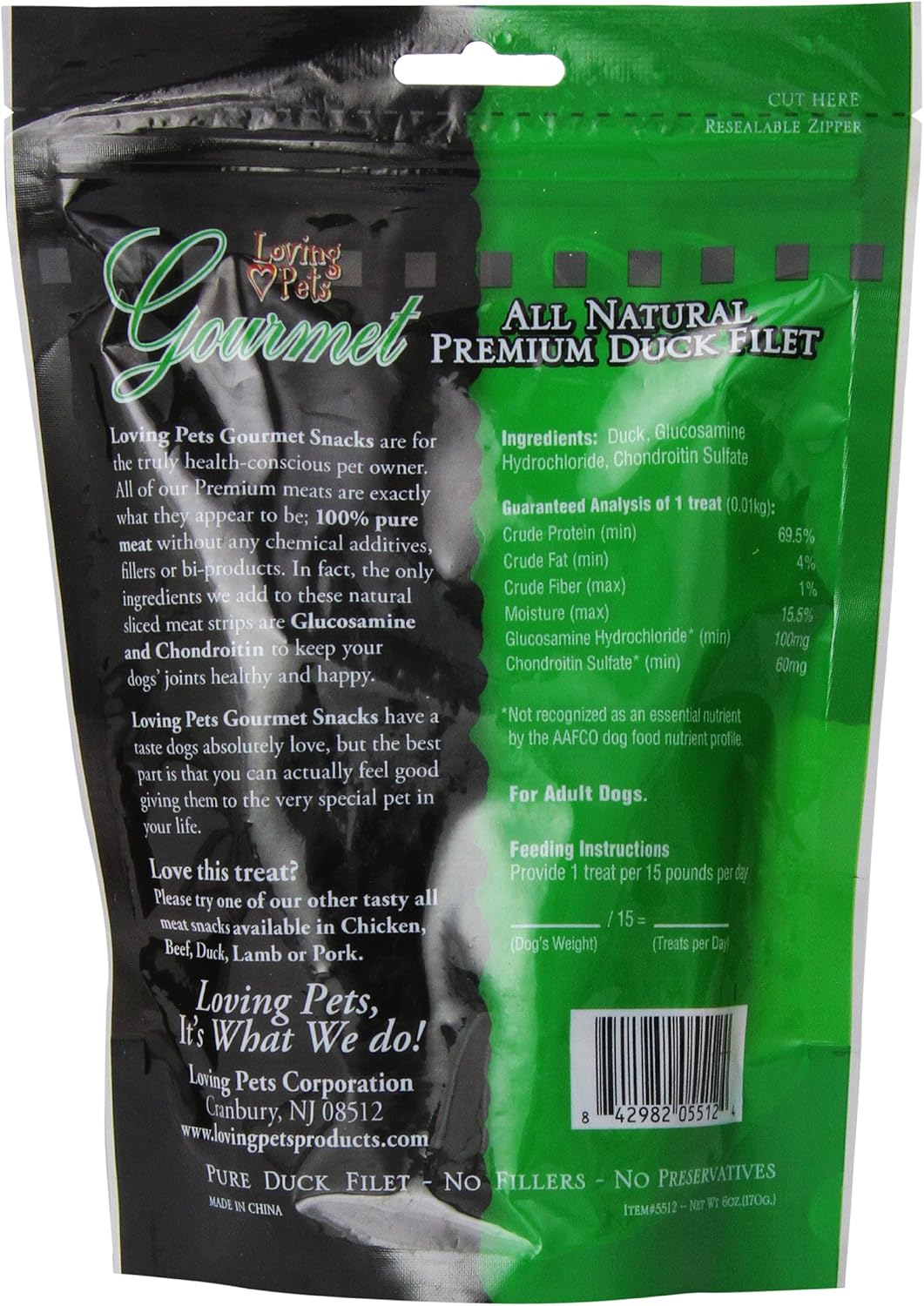 Loving Pets All Natural Premium Duck Strips With Glucosamine & Chondroitin Dog Treats, 6 Oz