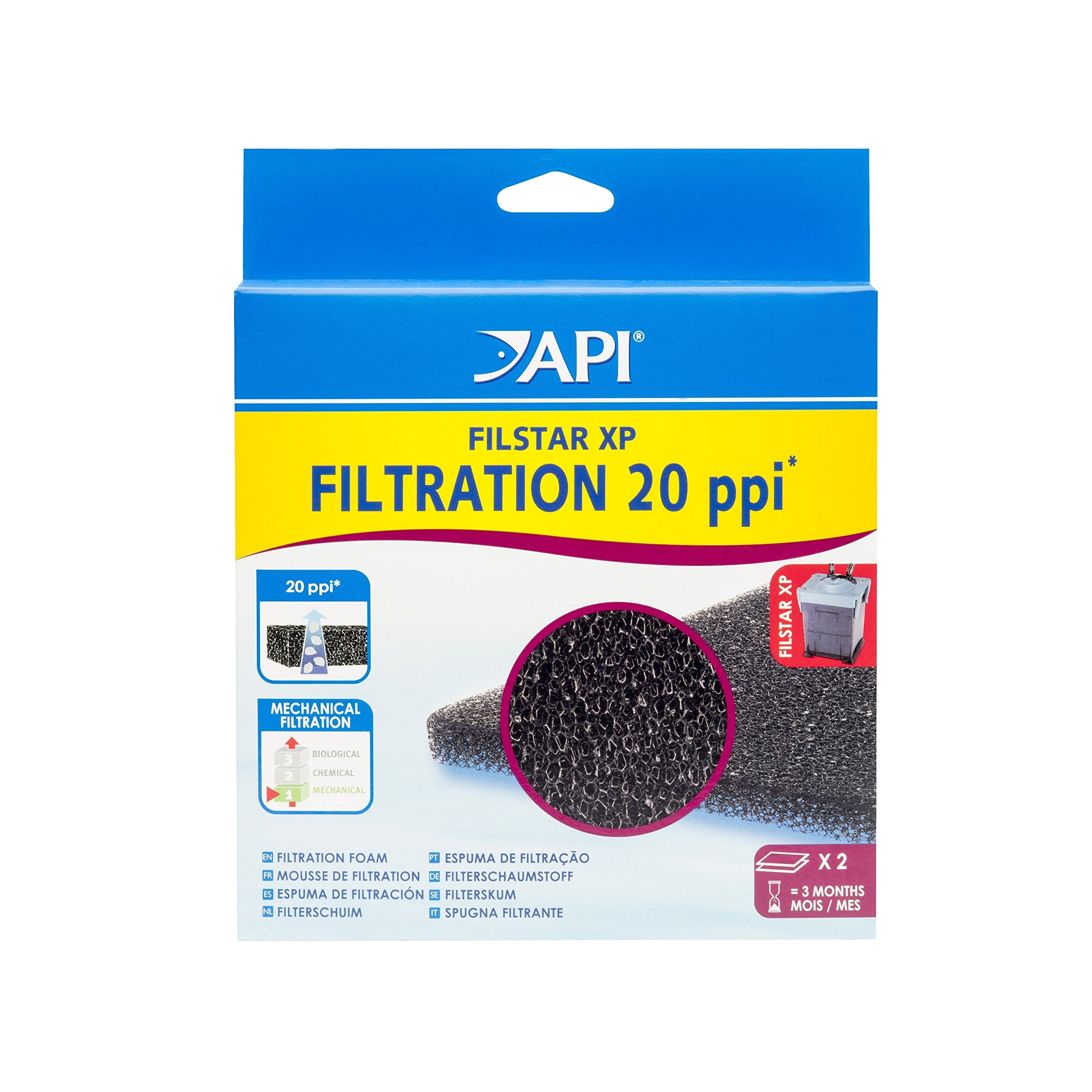 API FILSTAR XP FILTRATION FOAM 20 PPI Aquarium Canister Filter Filtration Pads 2-Count (723A)